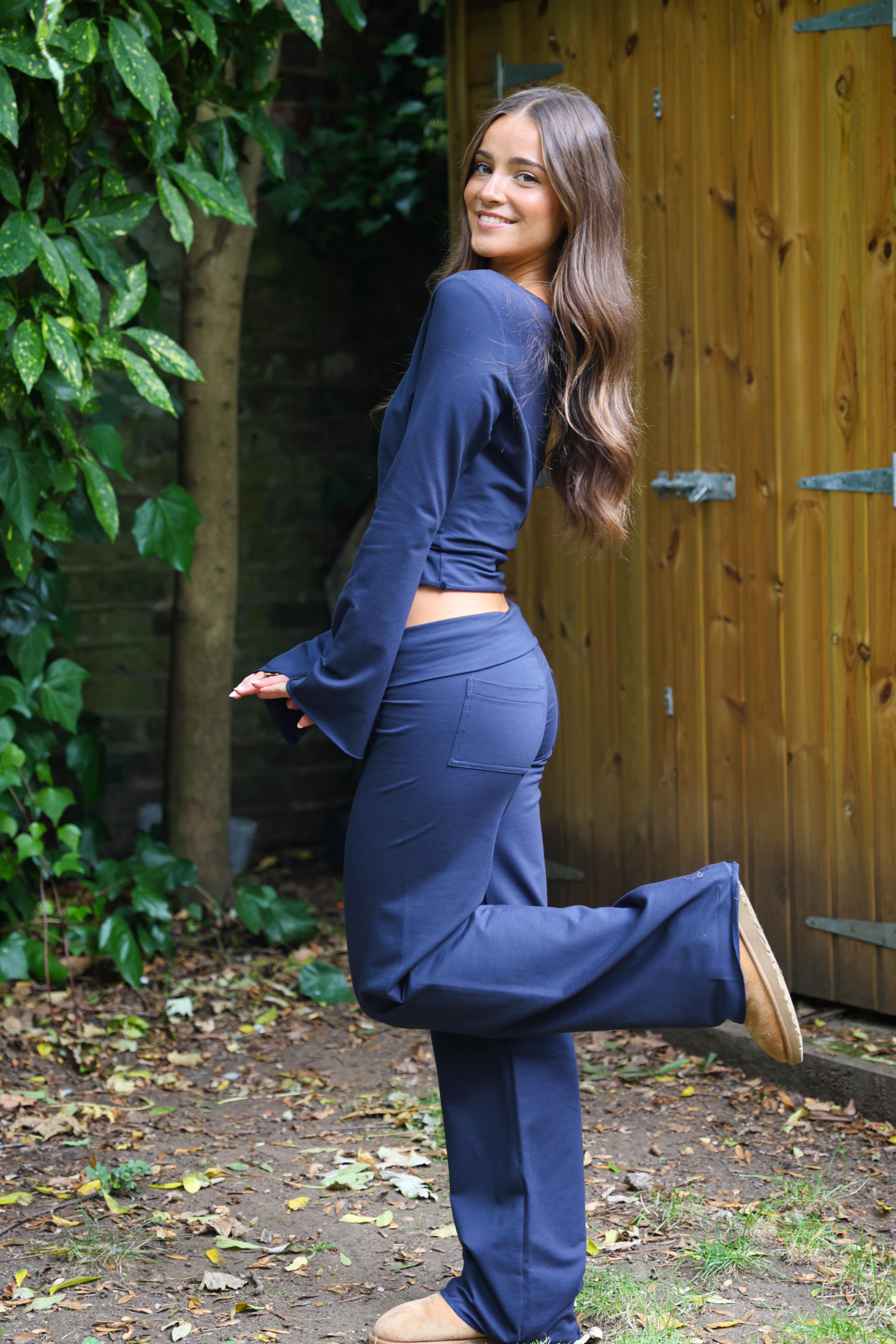 Etalie Fold-Over Joggers - Navy