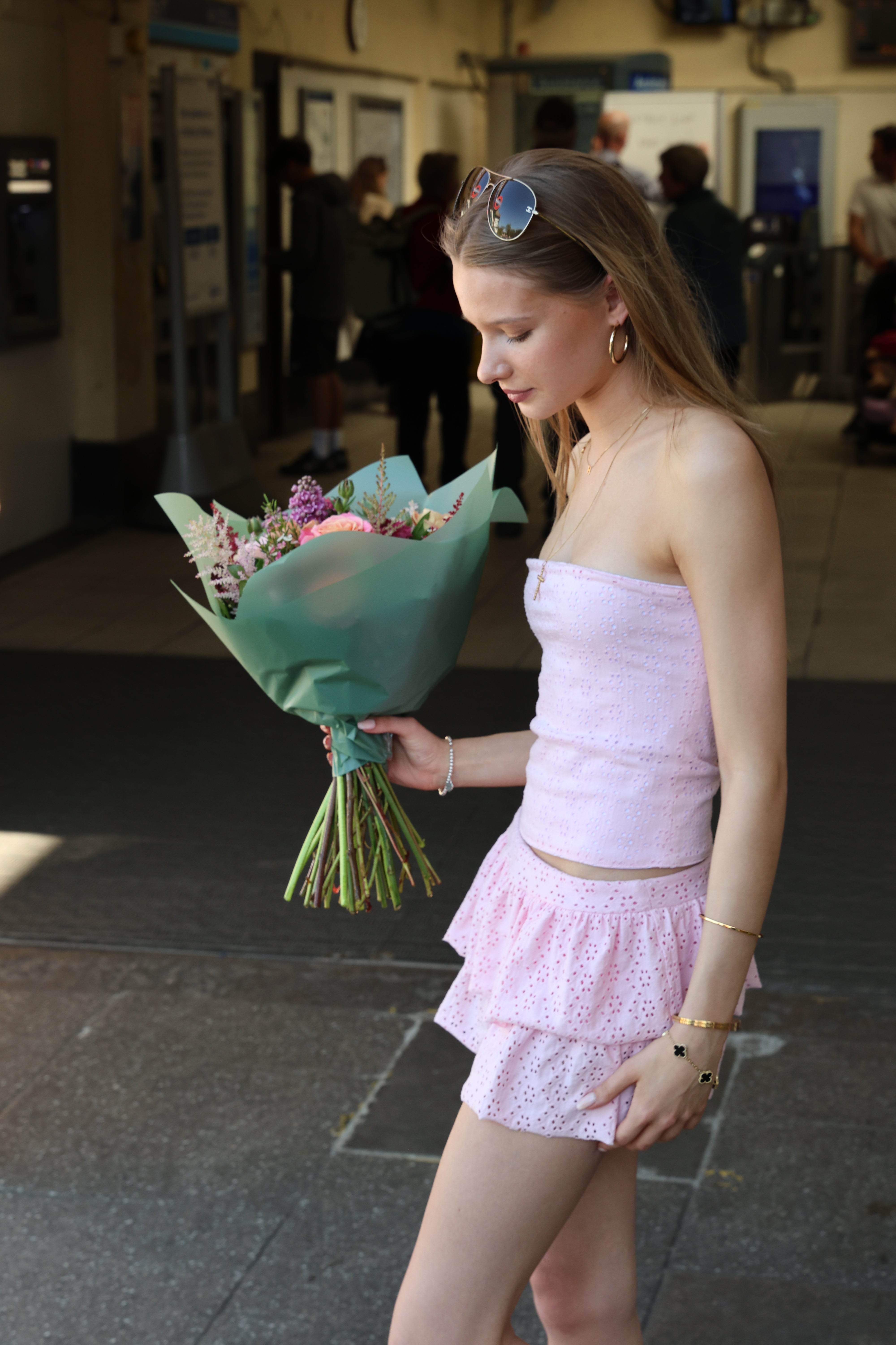 Lily Embroidered Skort - Pale Pink