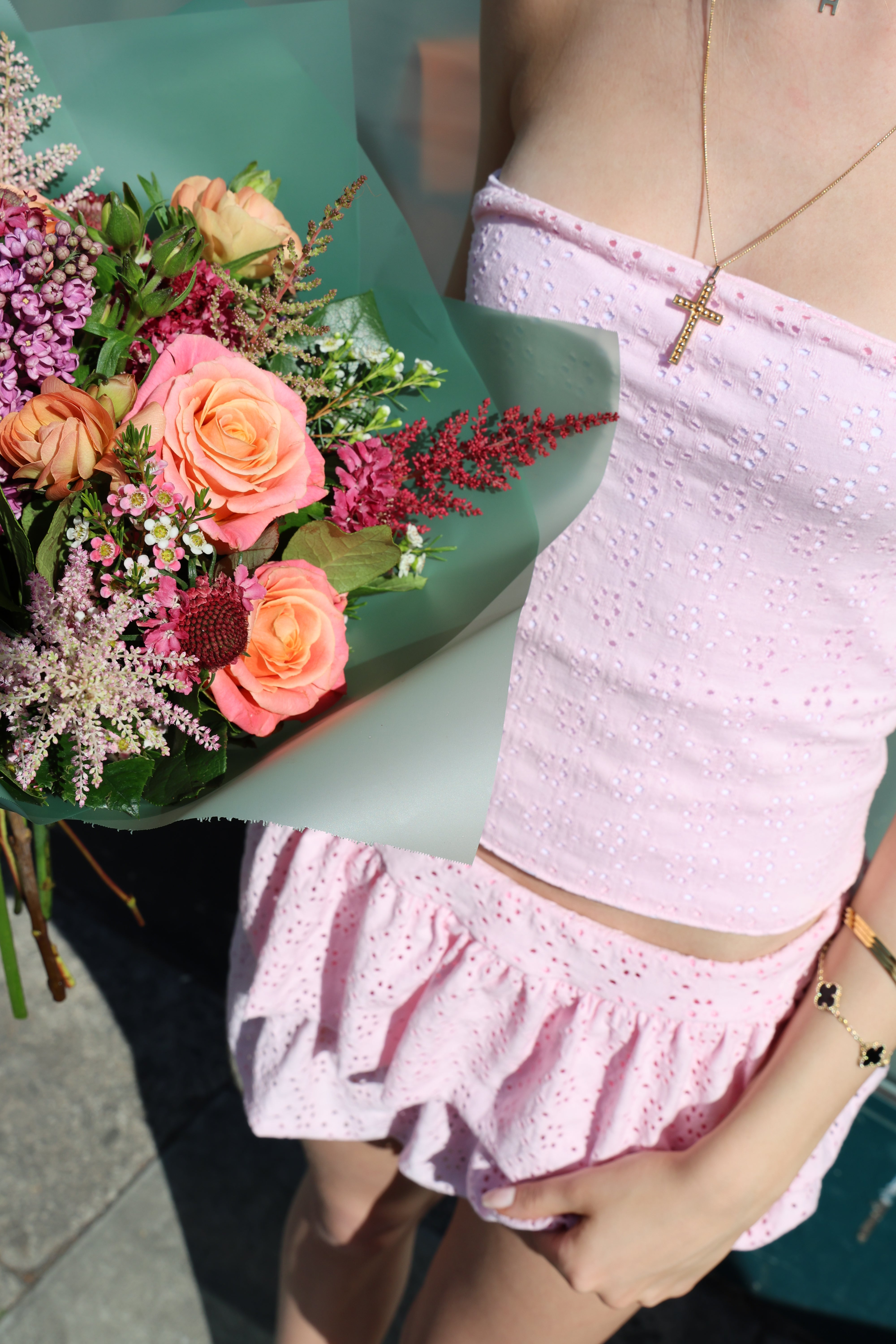 Lily Embroidered Bandeau - Pale Pink