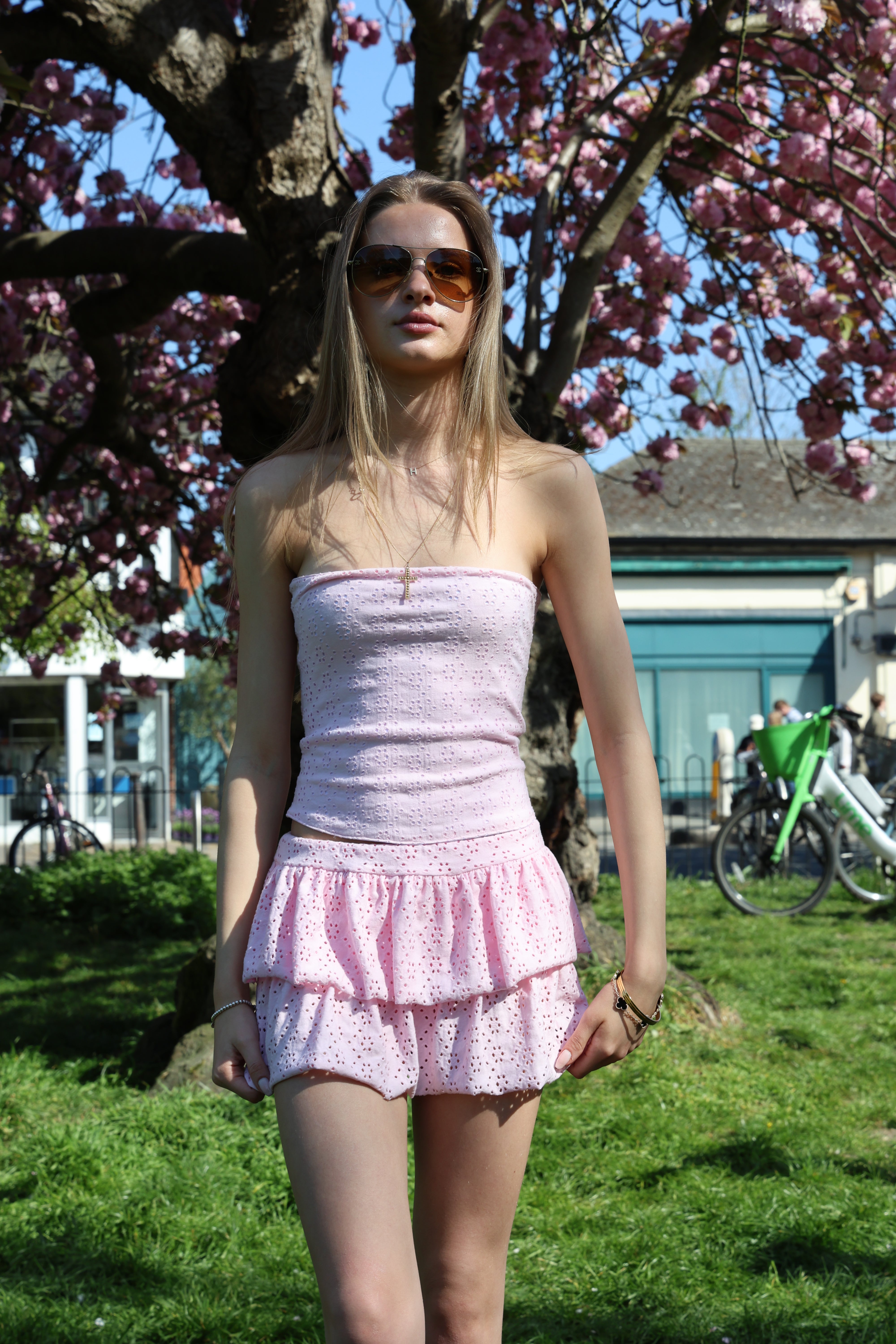 Lily Embroidered Bandeau - Pale Pink