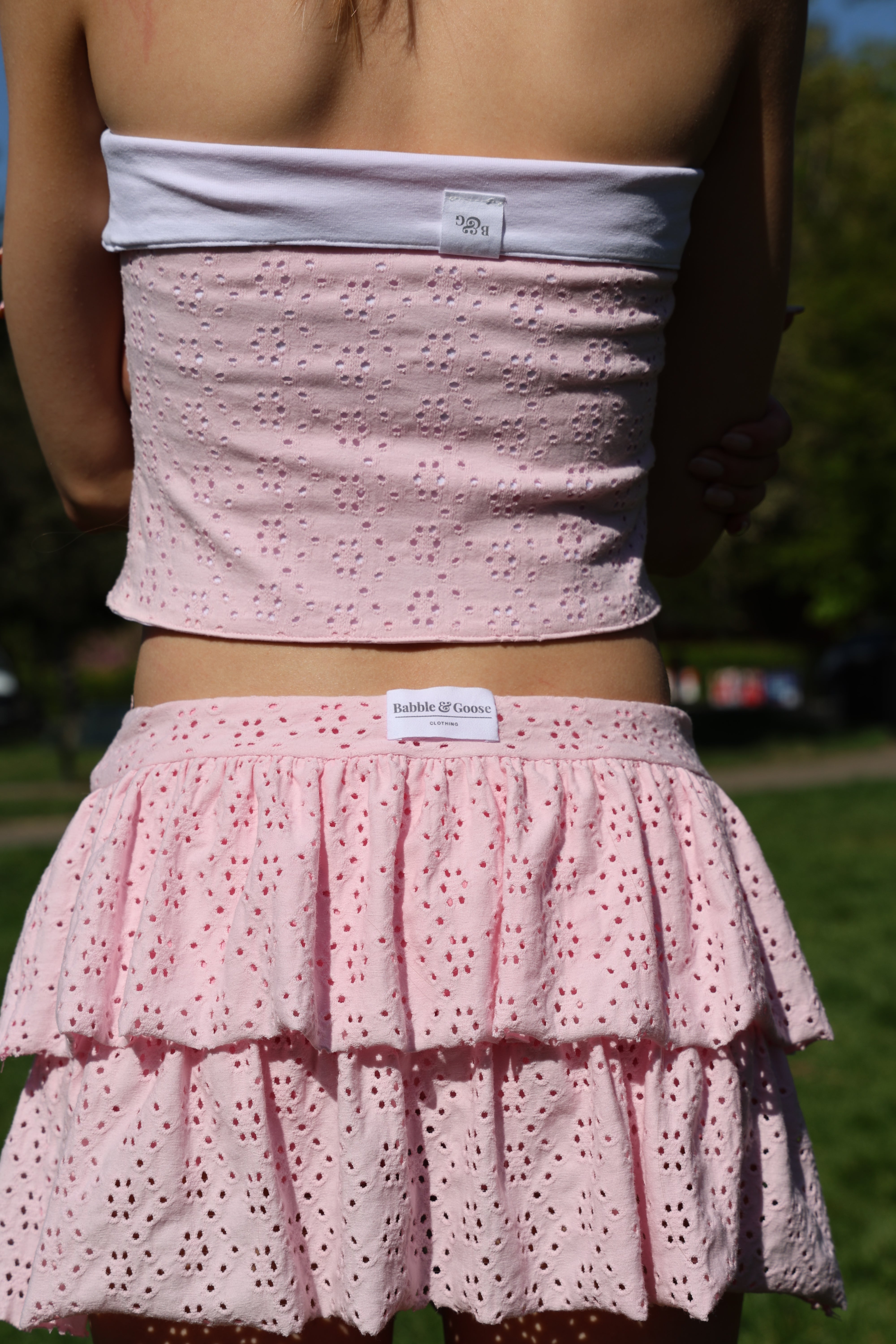 Lily Embroidered Bandeau - Pale Pink