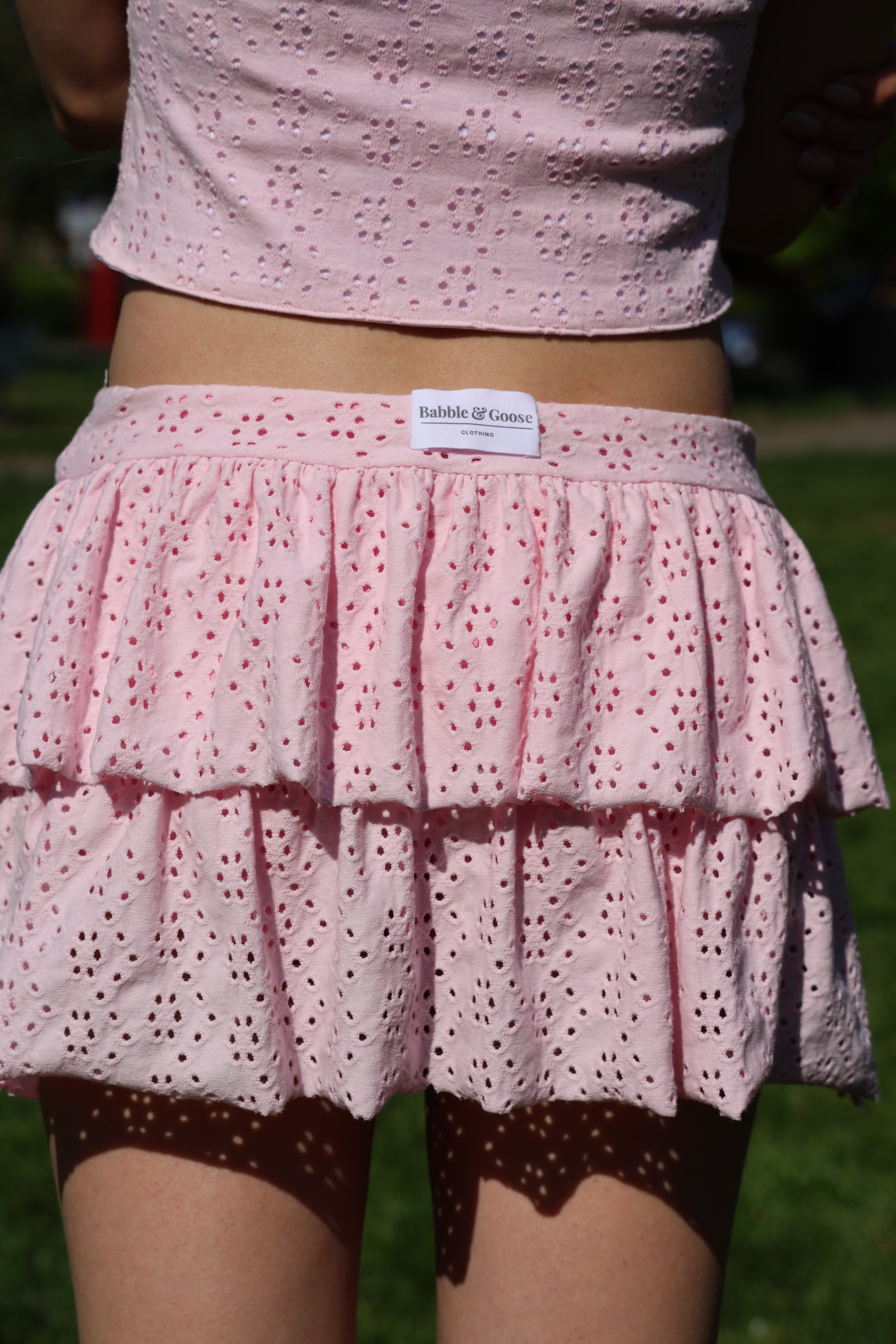 Lily Embroidered Skort - Pale Pink
