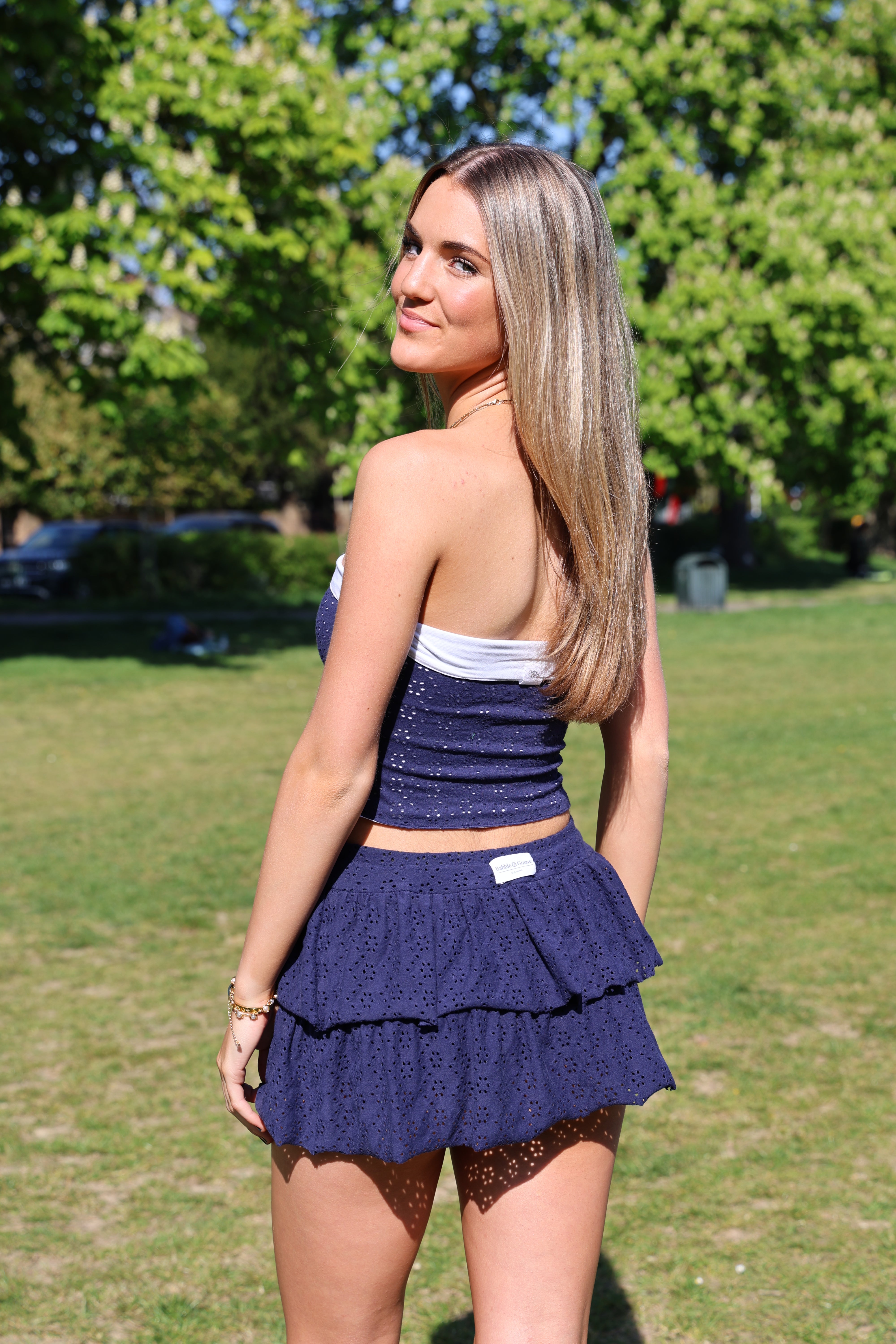 Lily Embroidered Bandeau - Navy