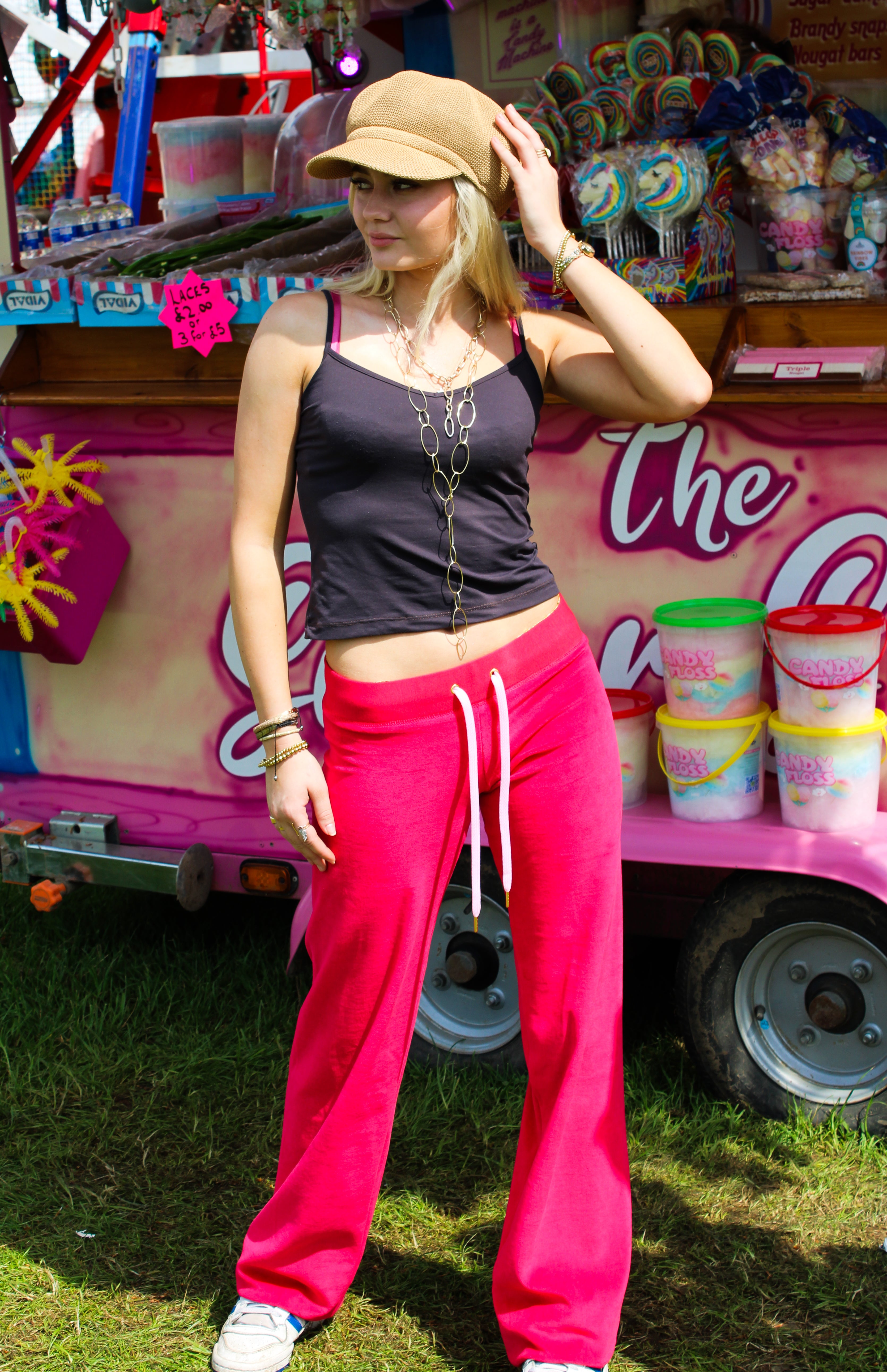 Velour Star Jogger Poppy / Pale Pink