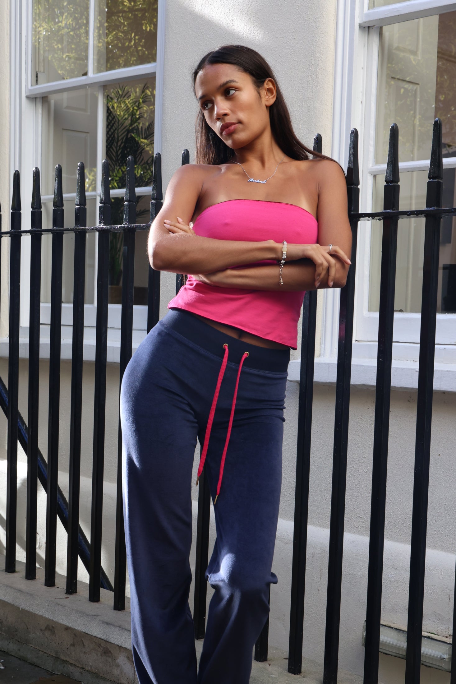 Leila Leopard Star Joggers - Navy/Pink