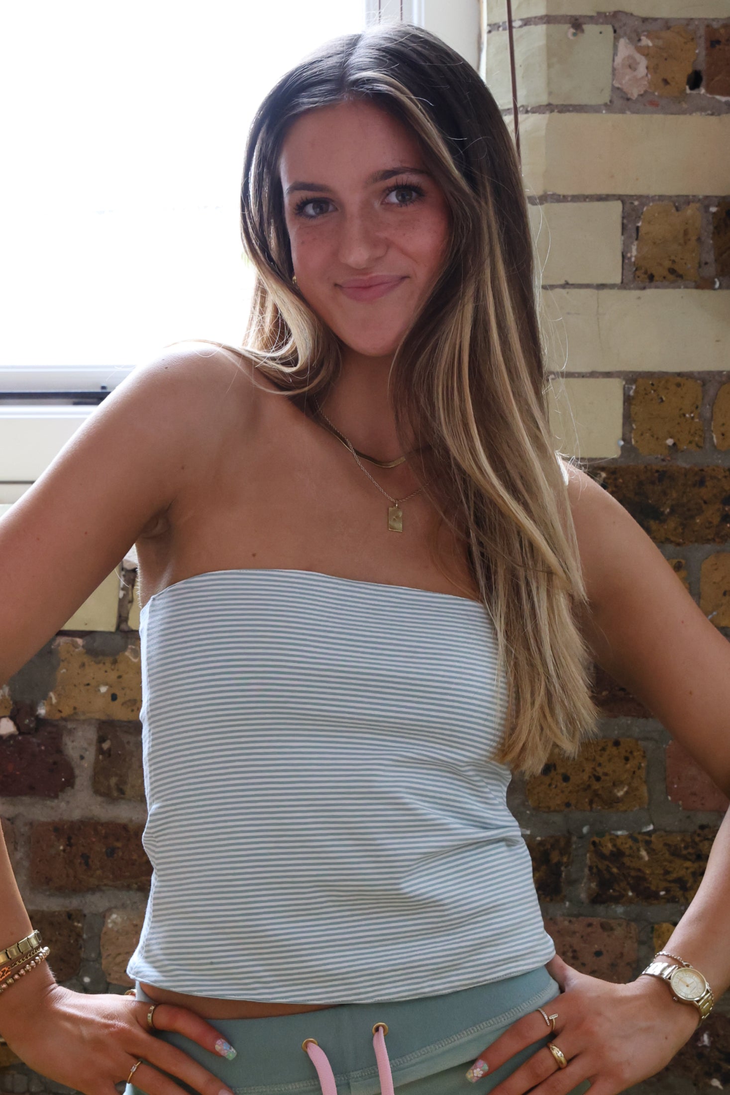 Reversible Jersey Bandeau Sage / Sage Stripe