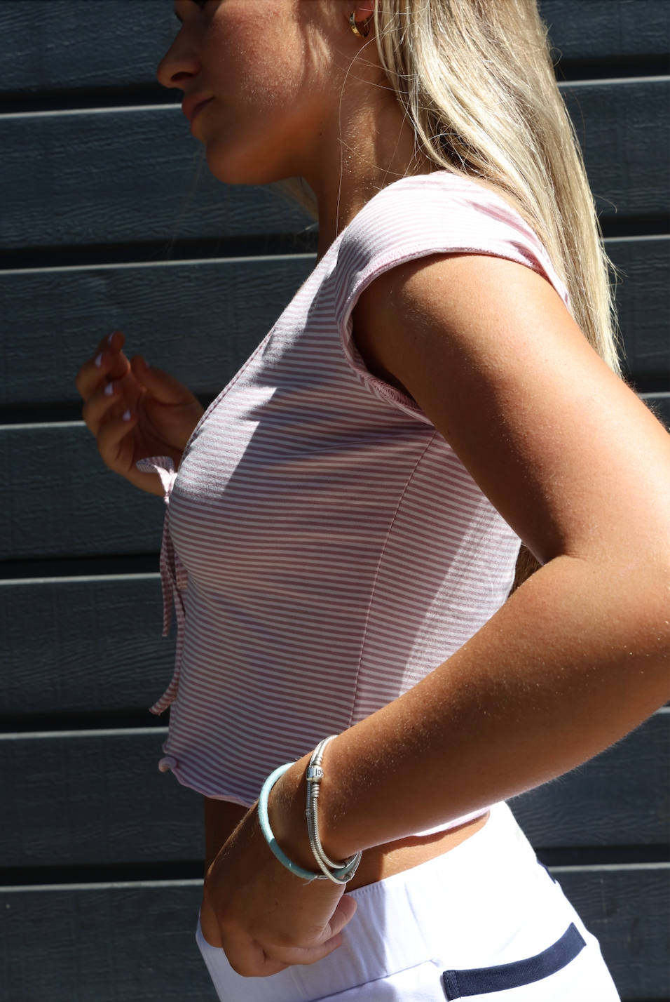 Livvy Tie Top / Old Pink Stripe SALE