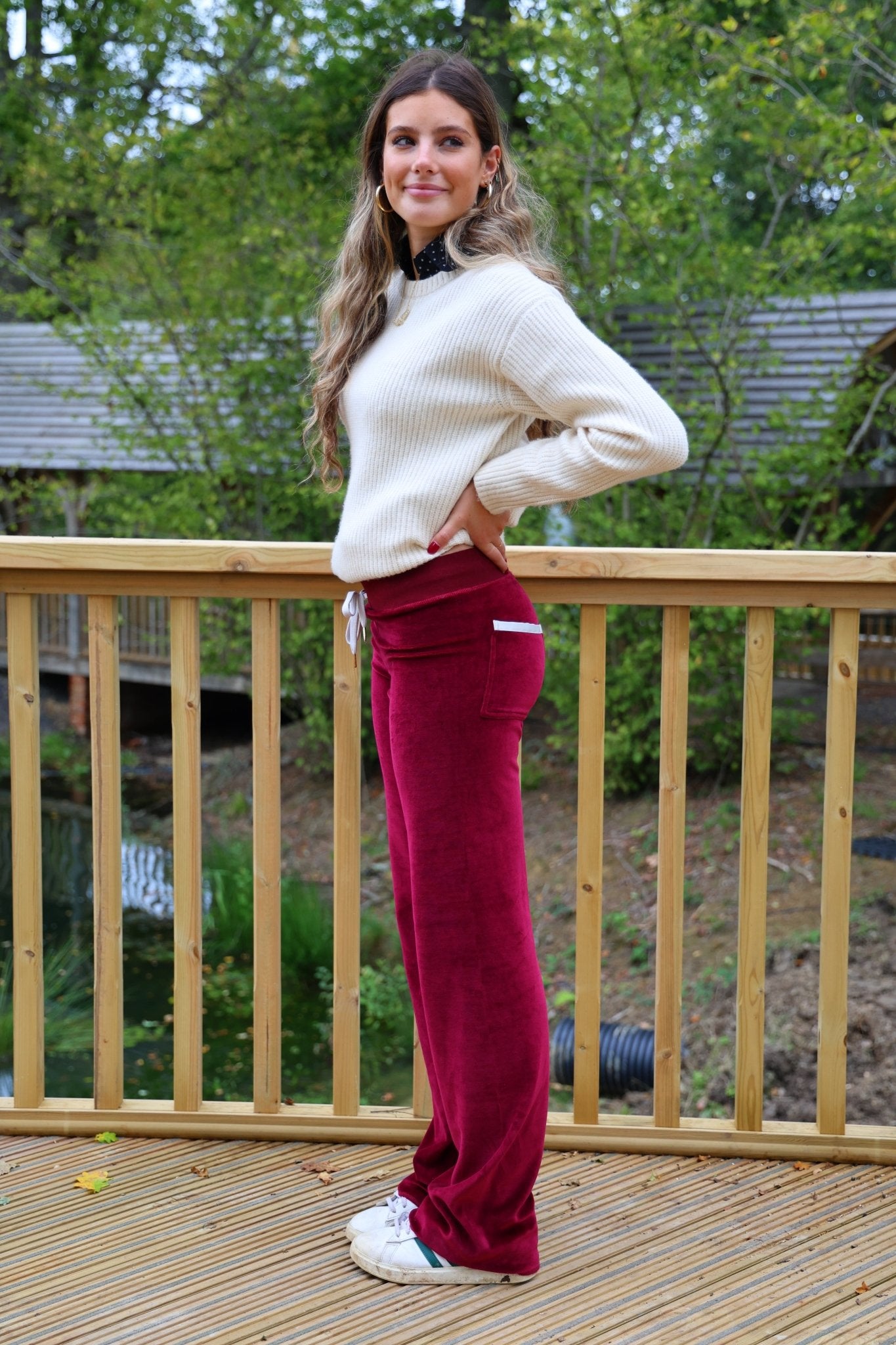 Allegra Campus Collection By Caitlin - Bordeaux/Ivory Jogger - Babble & Goose