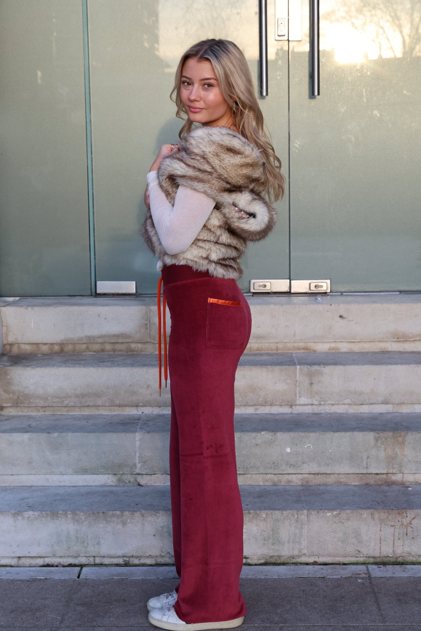 Allegra Jogger Bordeaux / Orange - Babble & Goose