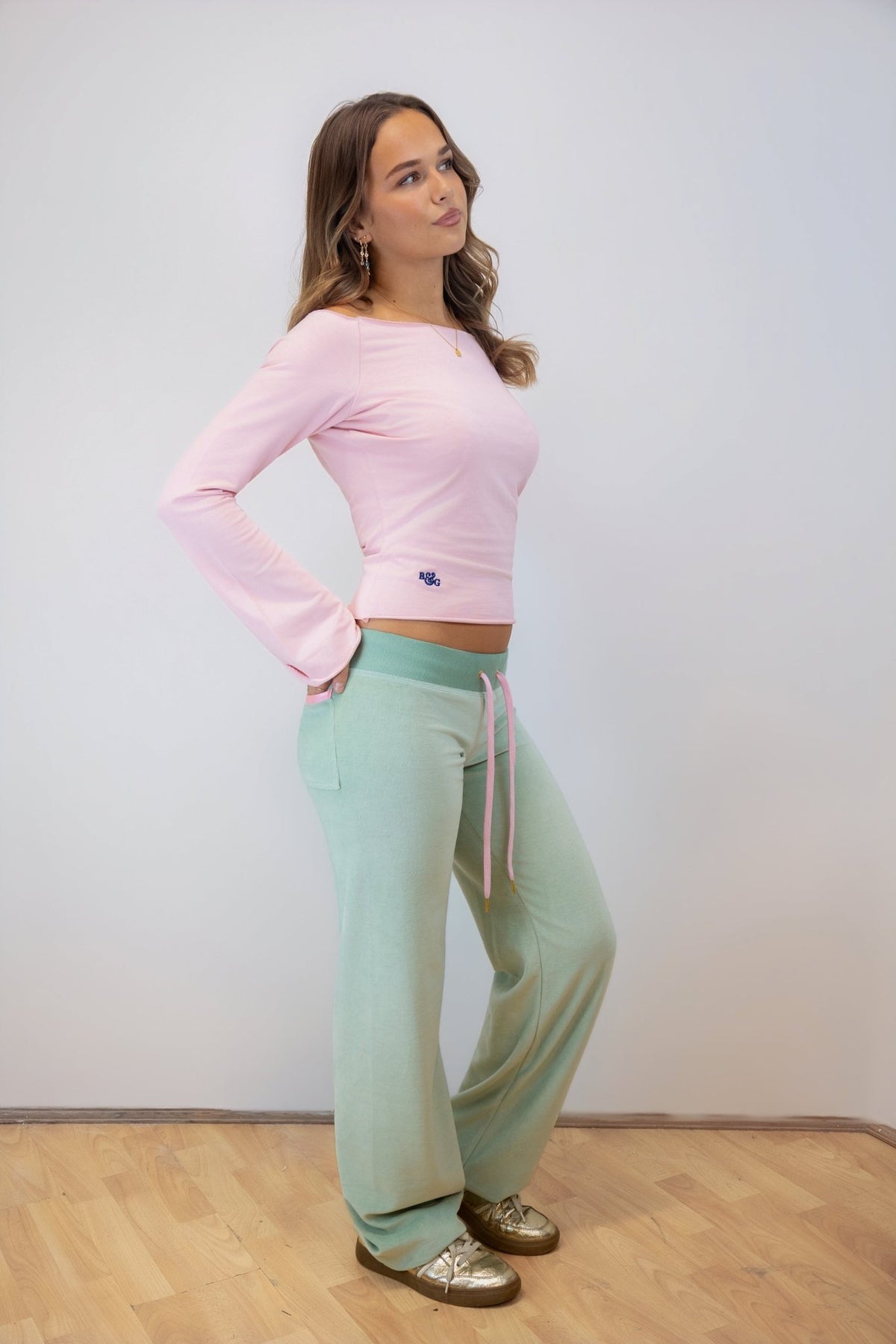 Allegra Jogger Sage / Pale Pink - Babble & Goose