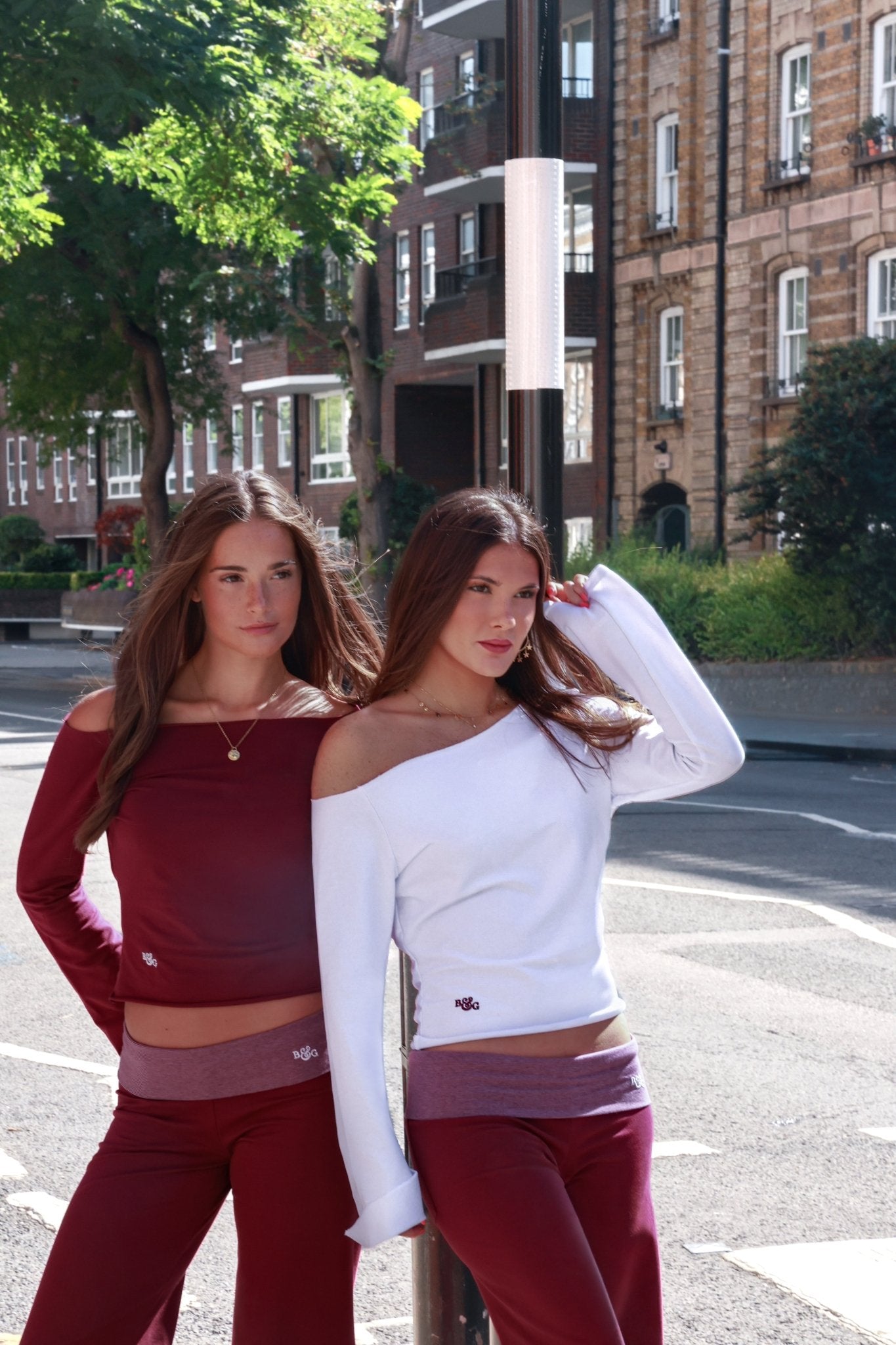 Etalie Fold-Over Joggers - Bordeaux / Bordeaux Stripe - Babble & Goose