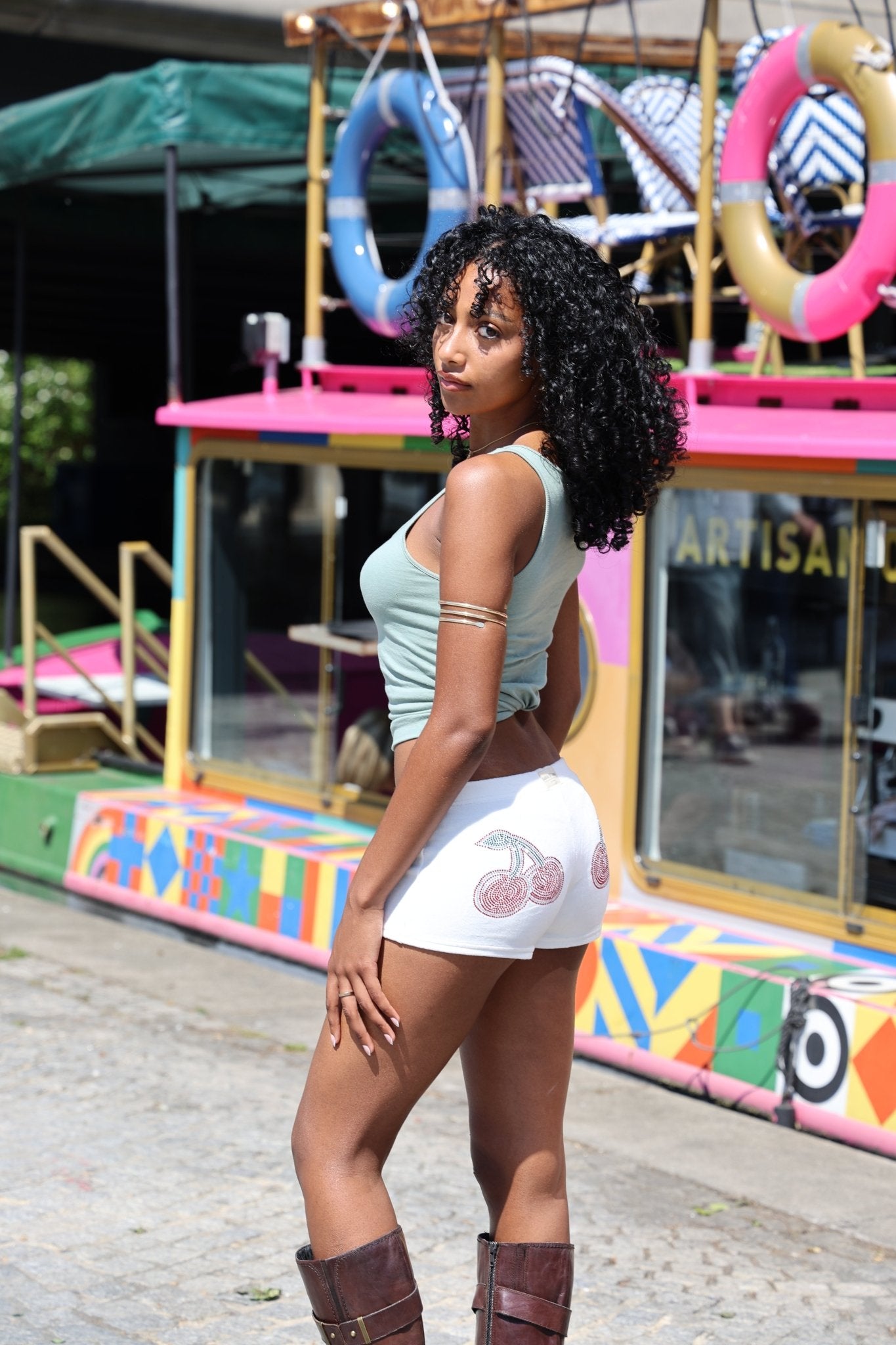 Franchie Shorts, Ivory / Cherry - Babble & Goose