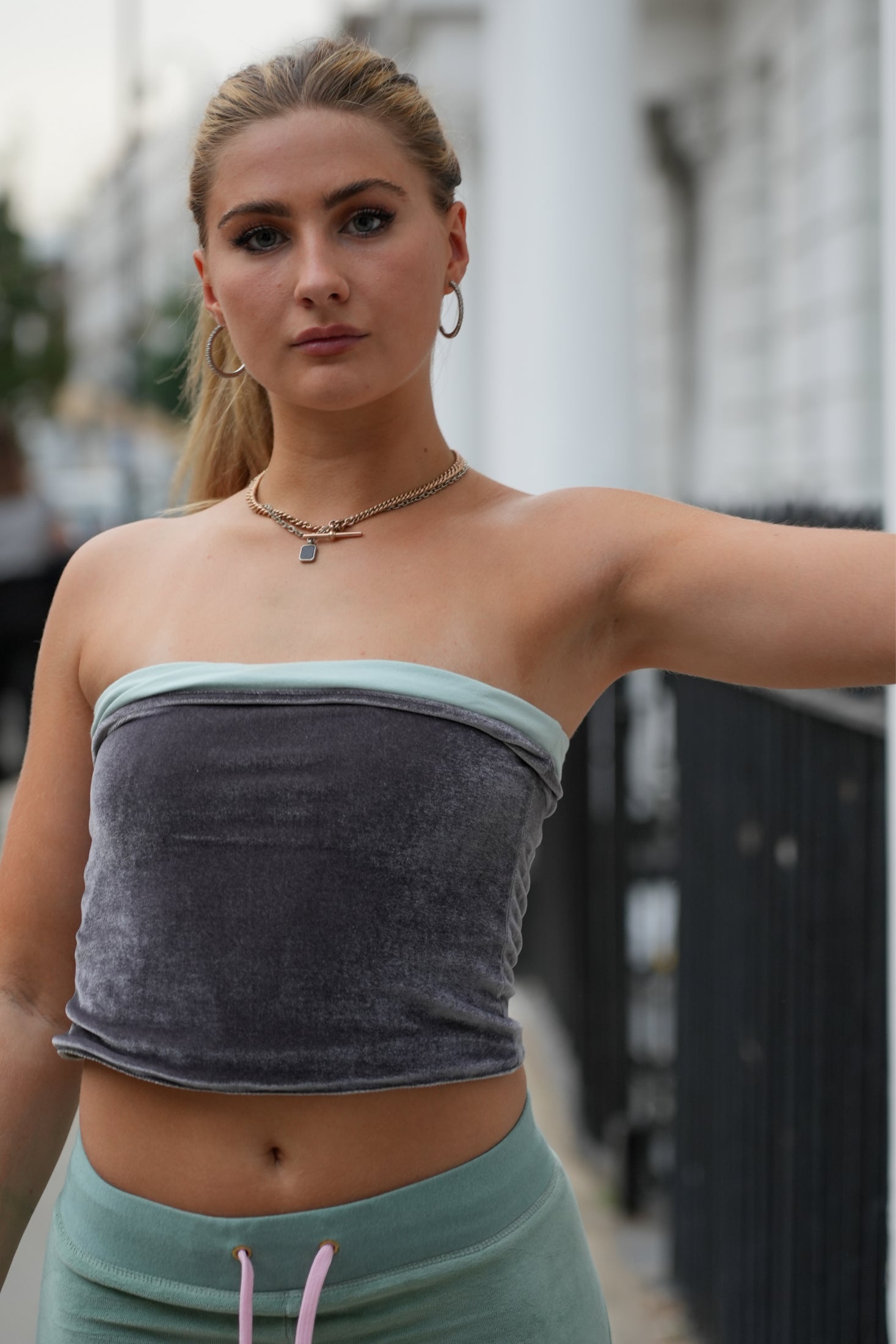 India Bandeau Top Silver / Sage