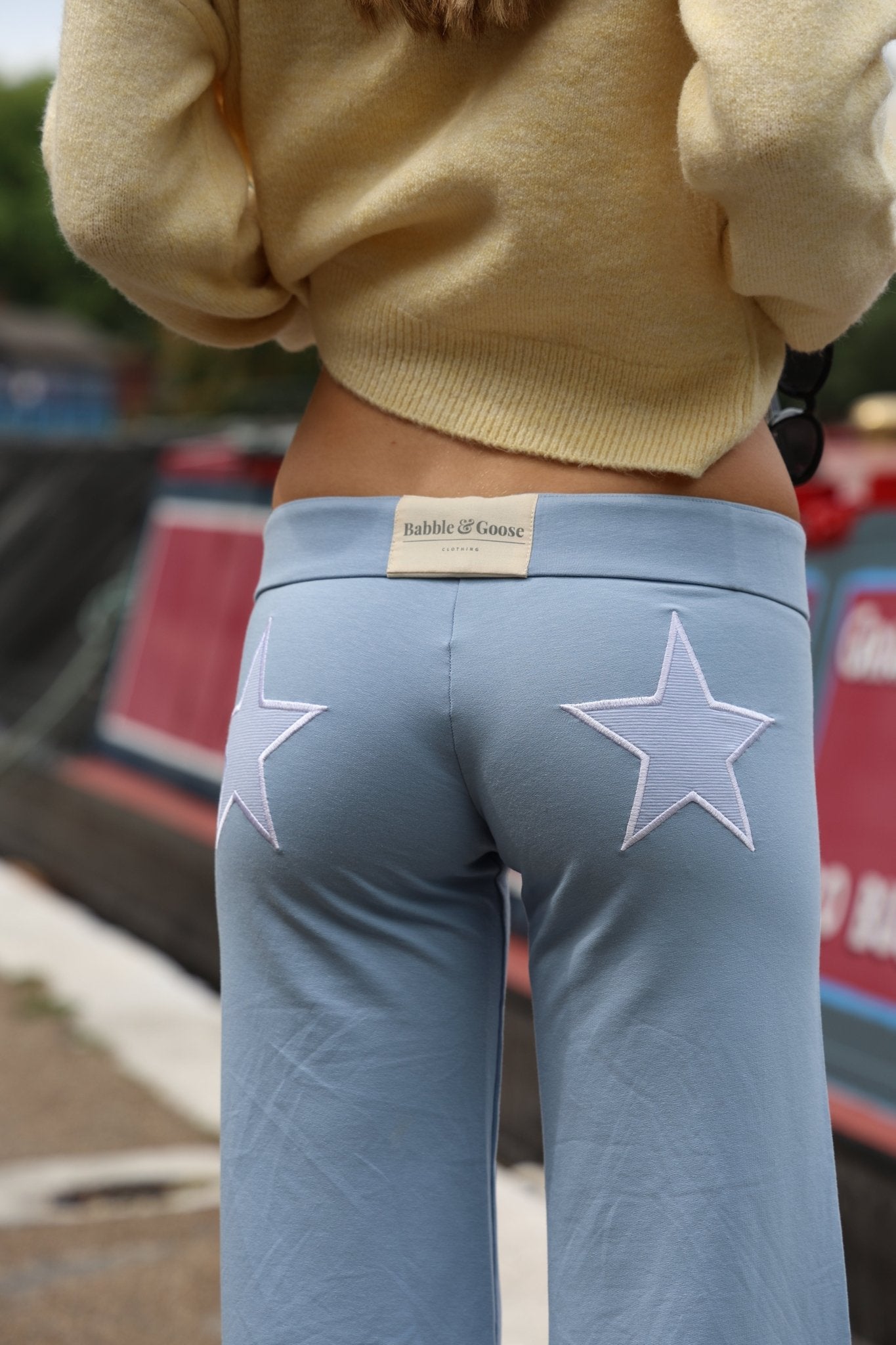 Jersey Star Jogger Dusky Blue / Dusky Blue Stripe - Babble & Goose