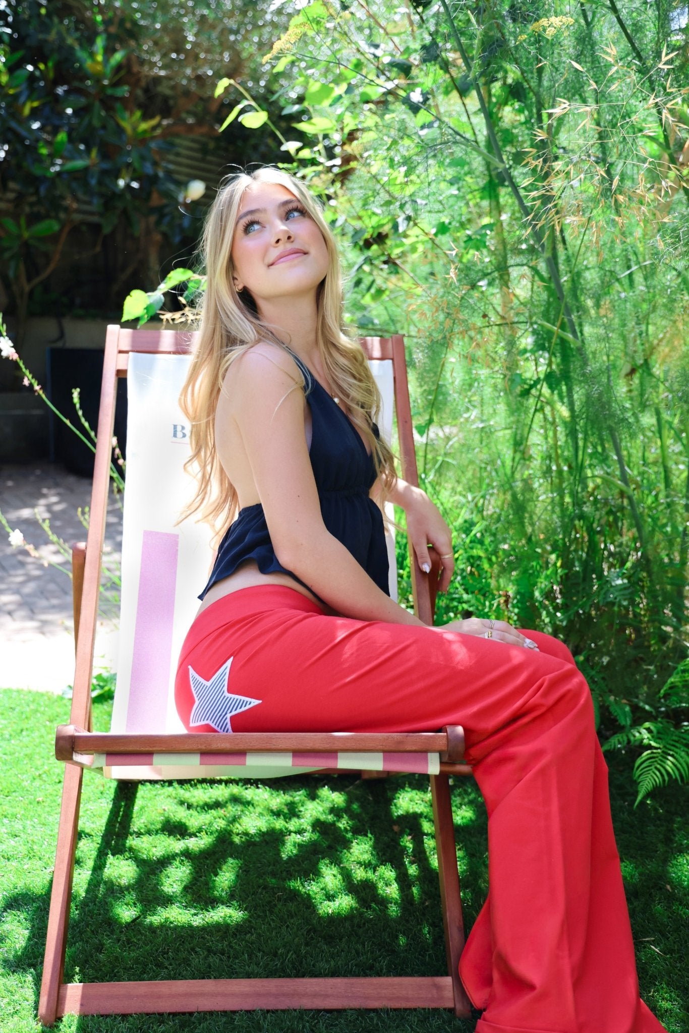 Jersey Star Jogger Red / Navy Stripe - Babble & Goose