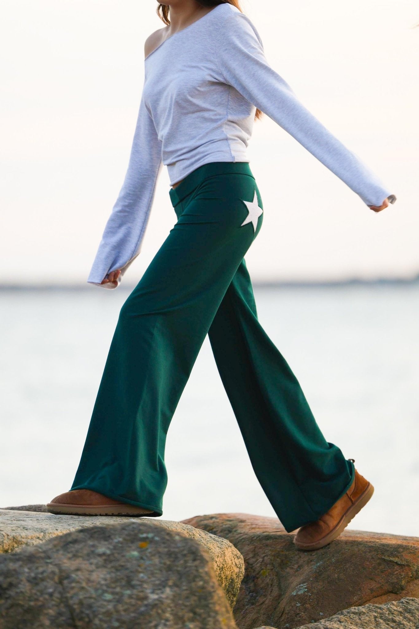 Jersey Stars Contrast Joggers Forest Green/Light Grey - Babble & Goose