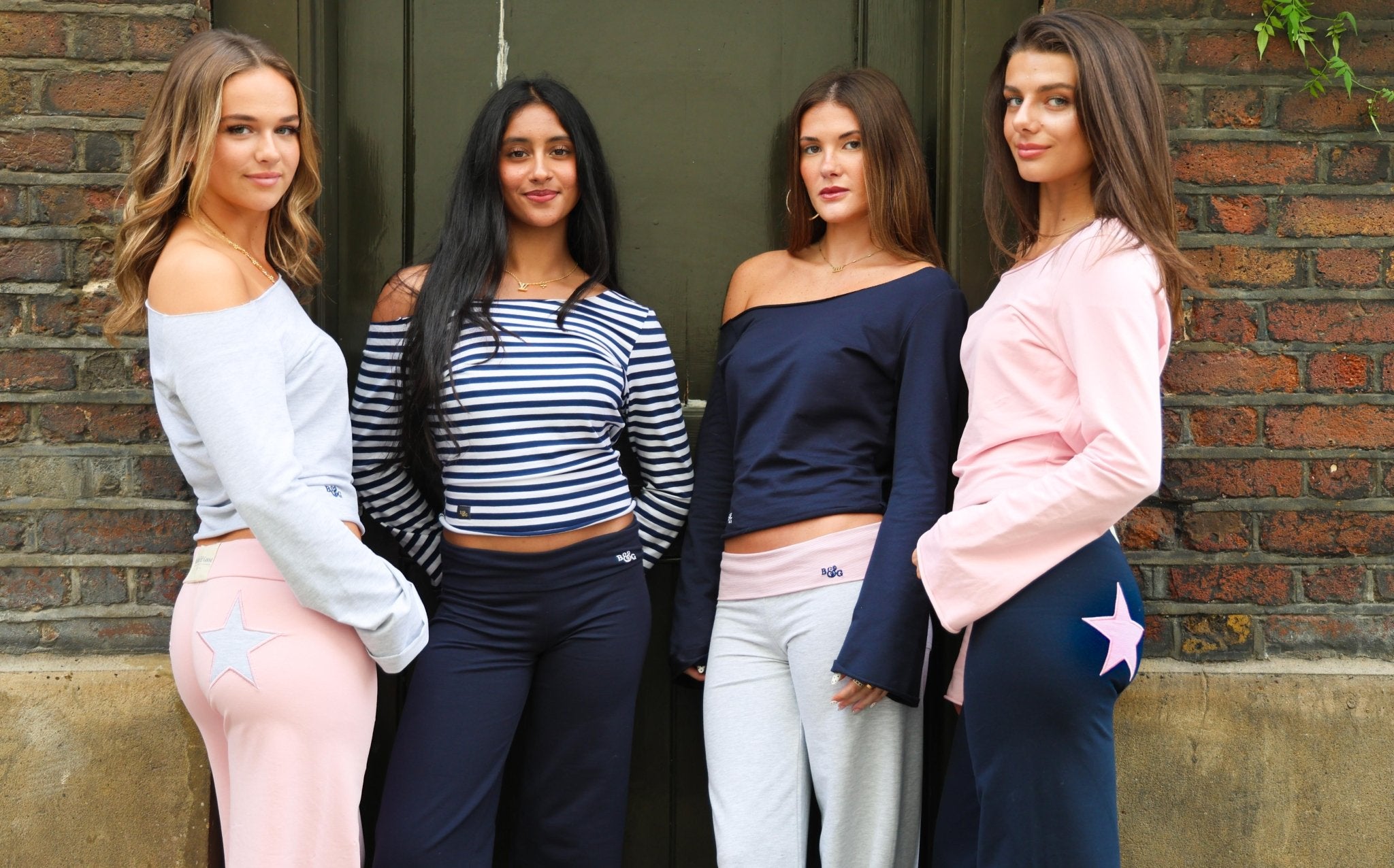 Jersey Stars Contrast Joggers Pale Pink/Light Grey - Babble & Goose