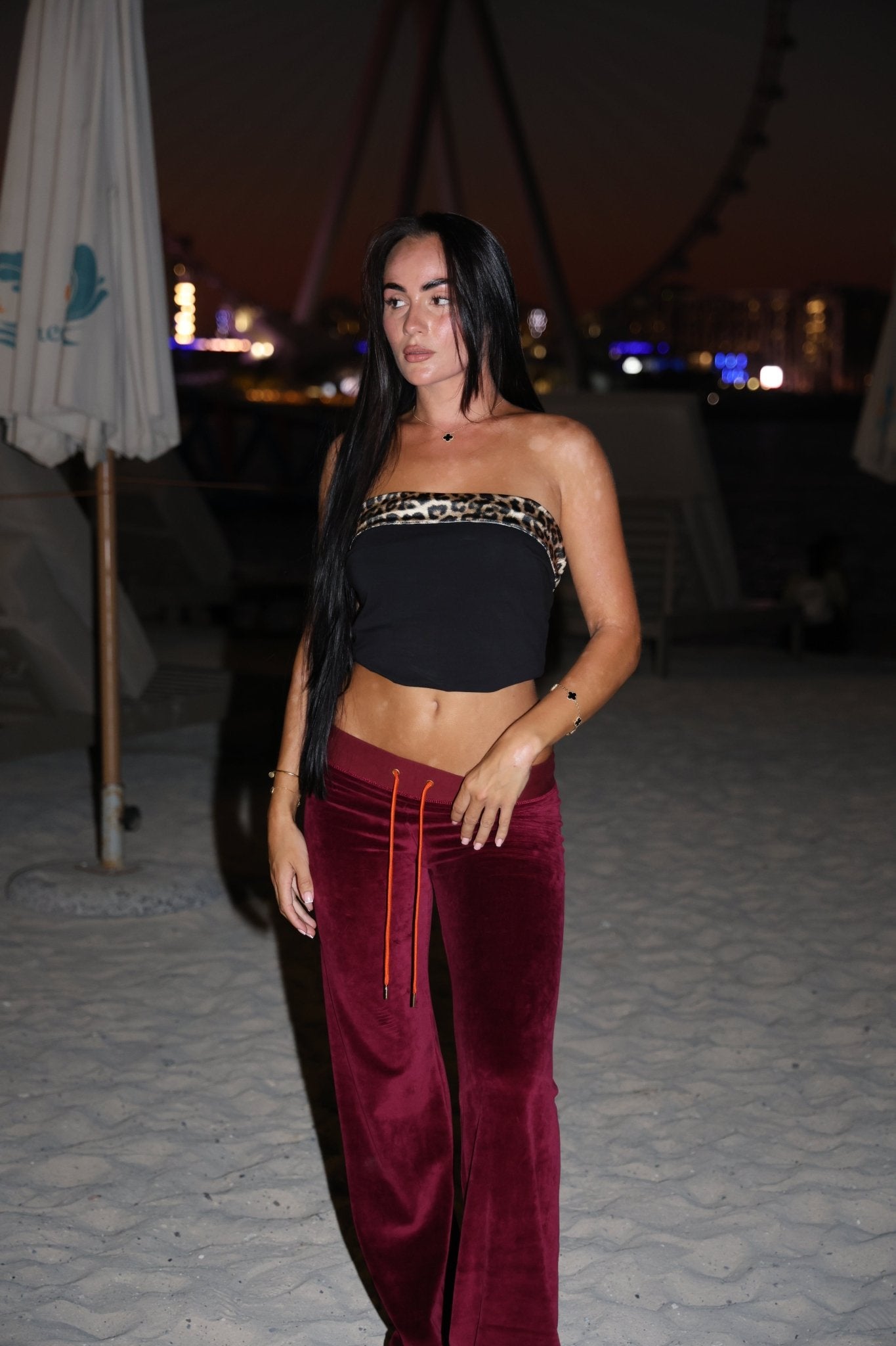 Leila Leopard Star Joggers - Bordeaux/Orange - Babble & Goose