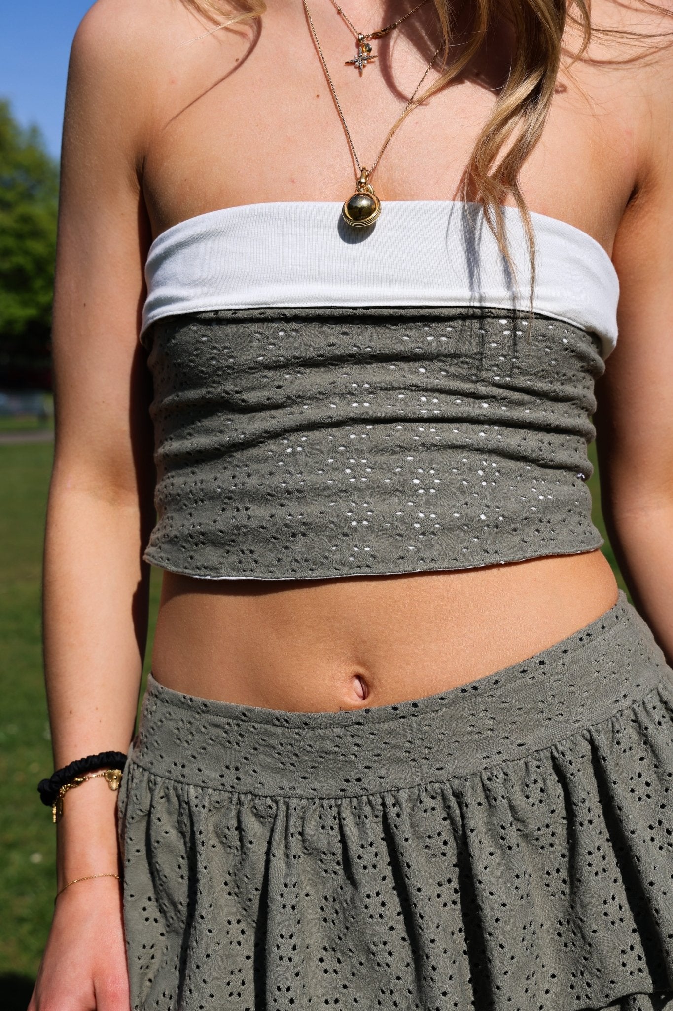 Lily Embroidered Bandeau - Olive - Babble & Goose