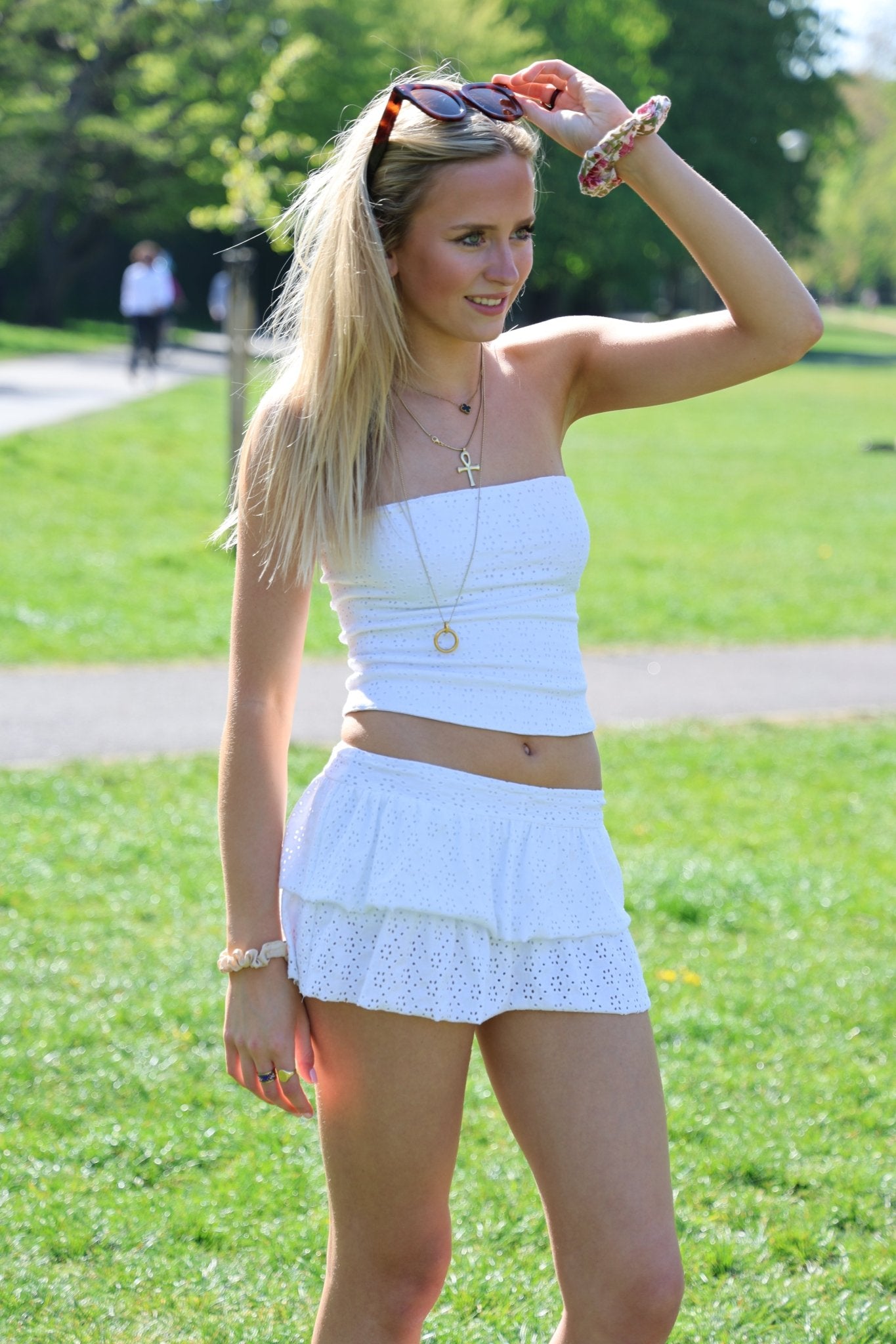 Lily Embroidered Skort - White - Babble & Goose