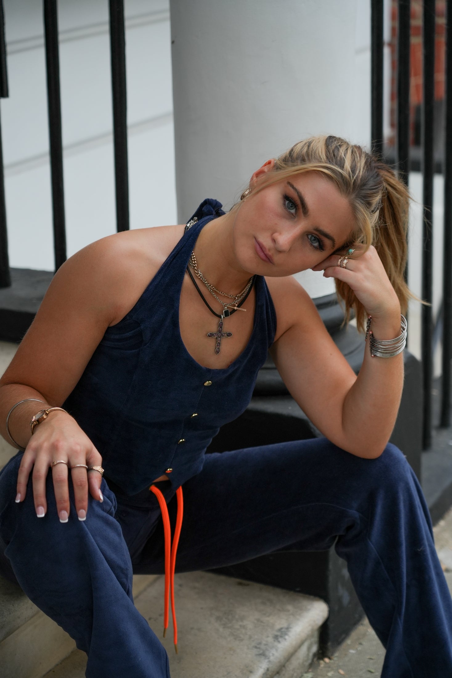 Tabby Waistcoat Navy SALE