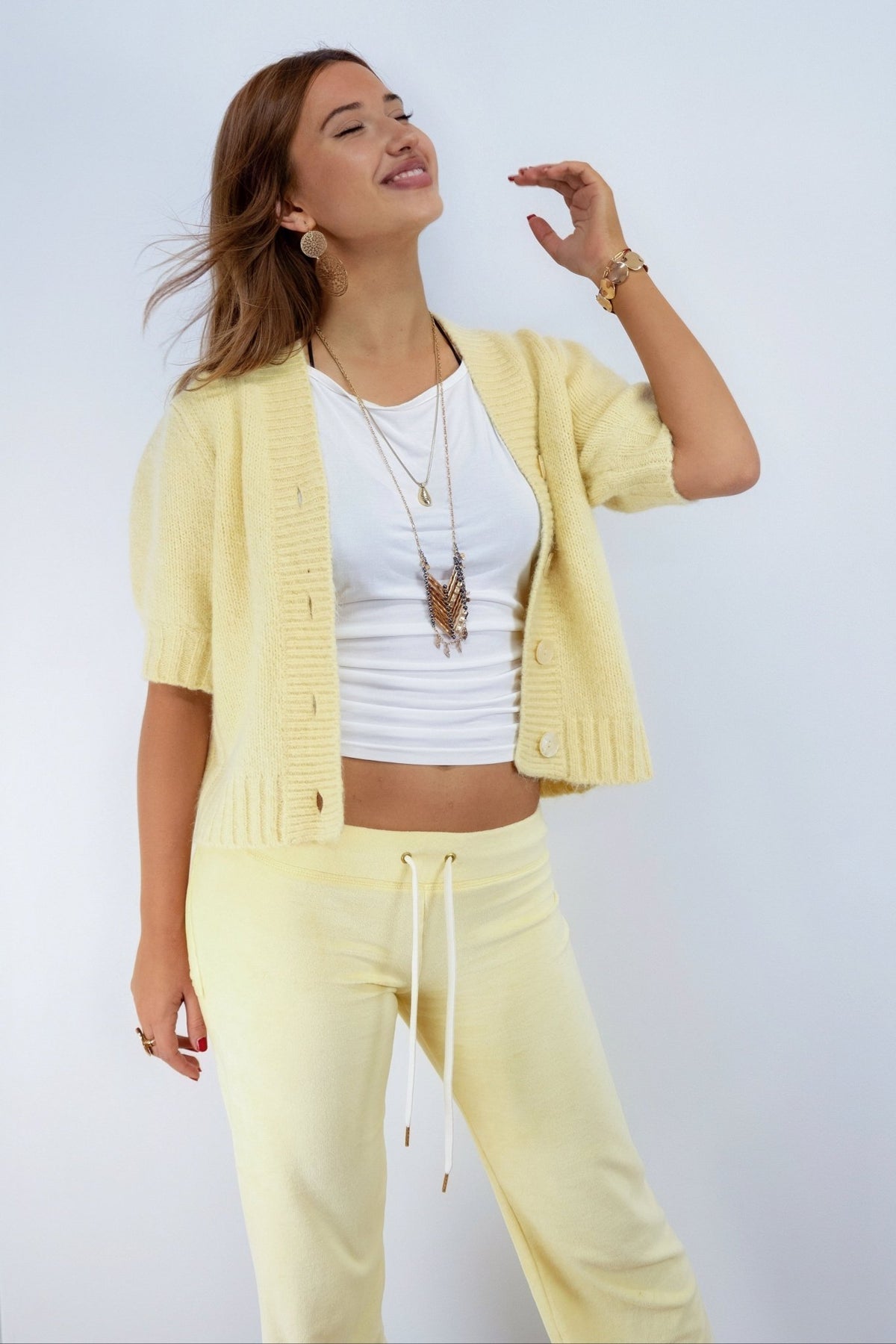 Rosa Butter Yellow Velour Joggers - Babble & Goose