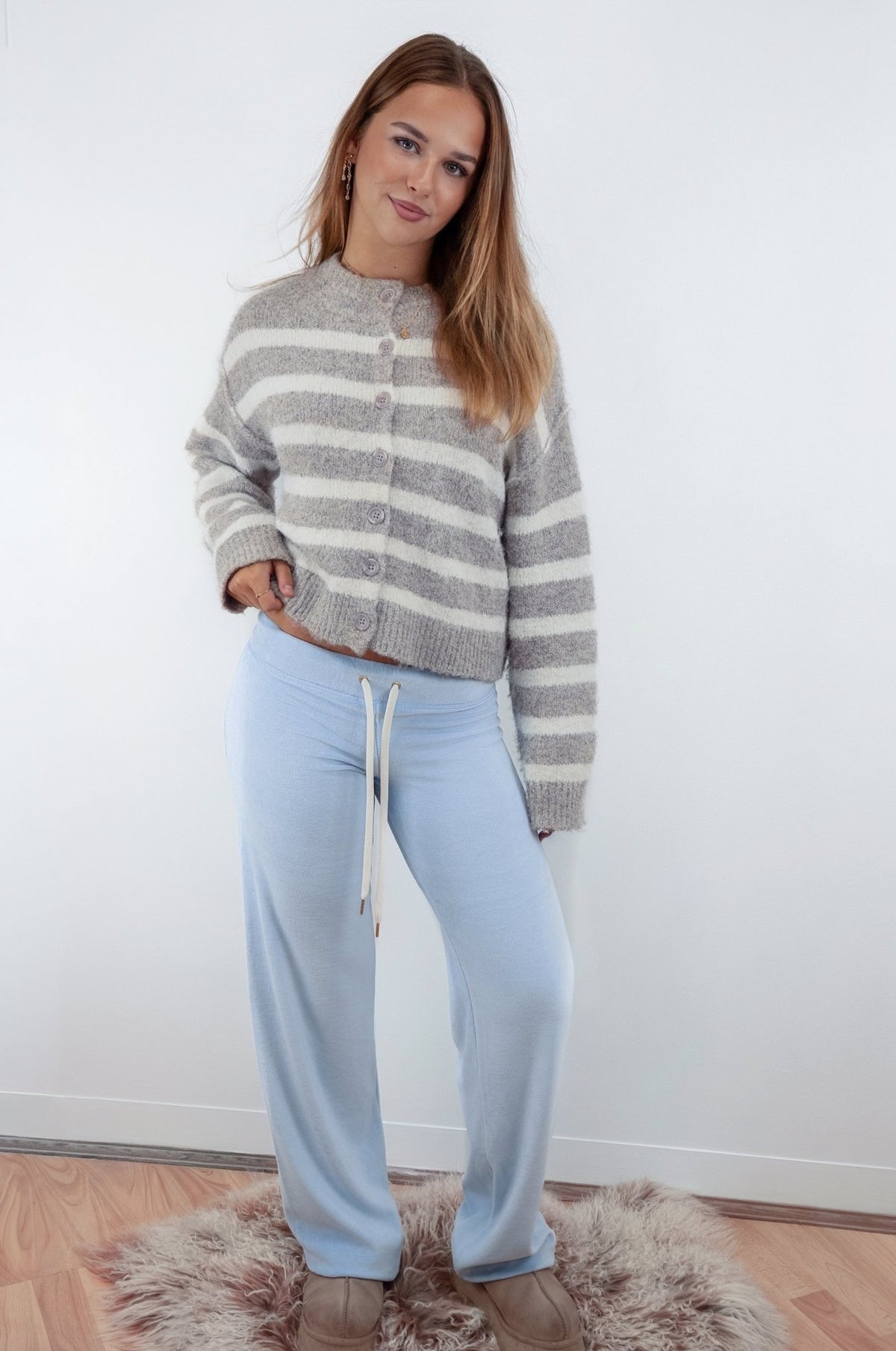 Rosa Pale Blue Velour Joggers - Babble & Goose