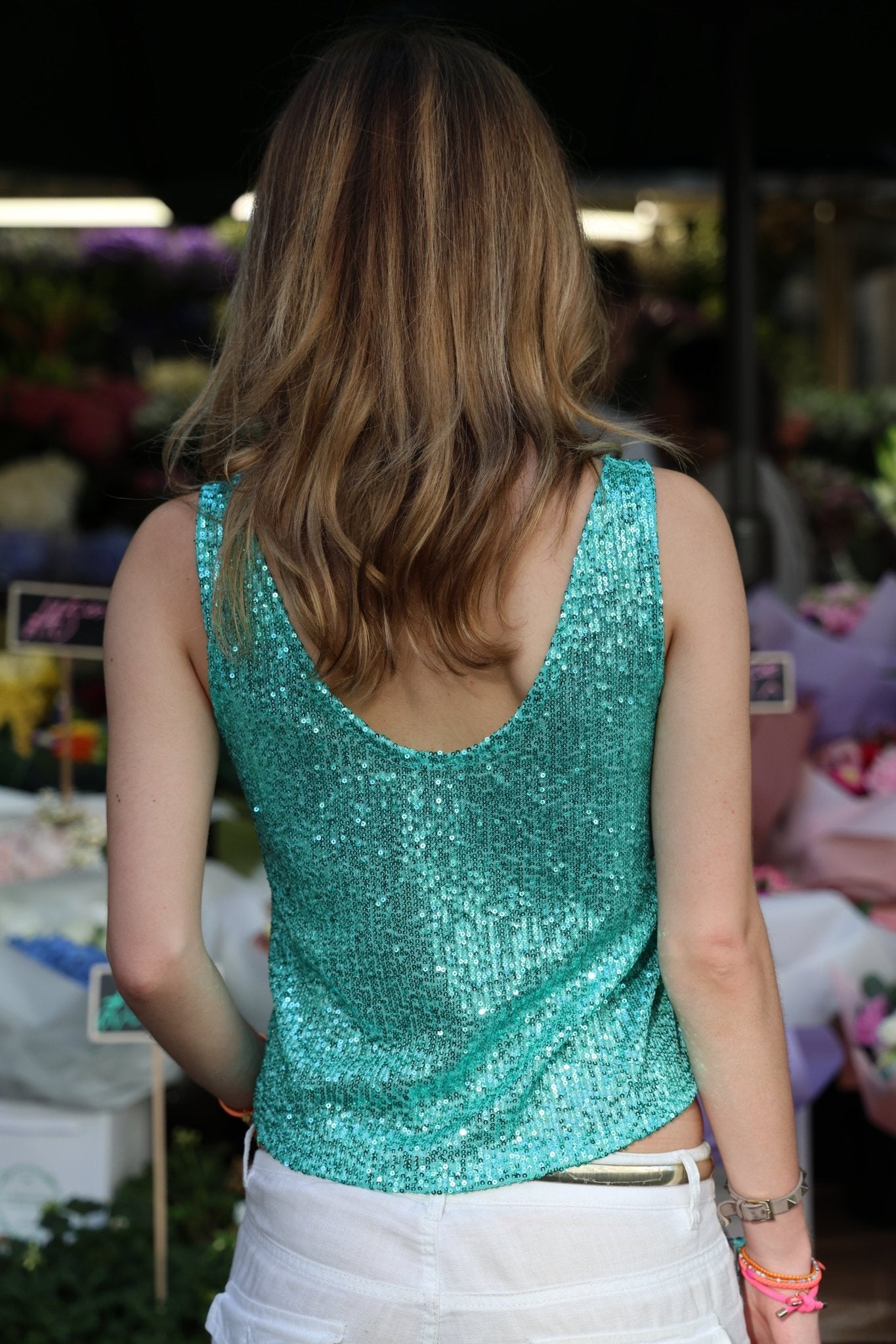 Rosa Sequin Vest Top - Jade - Babble & Goose