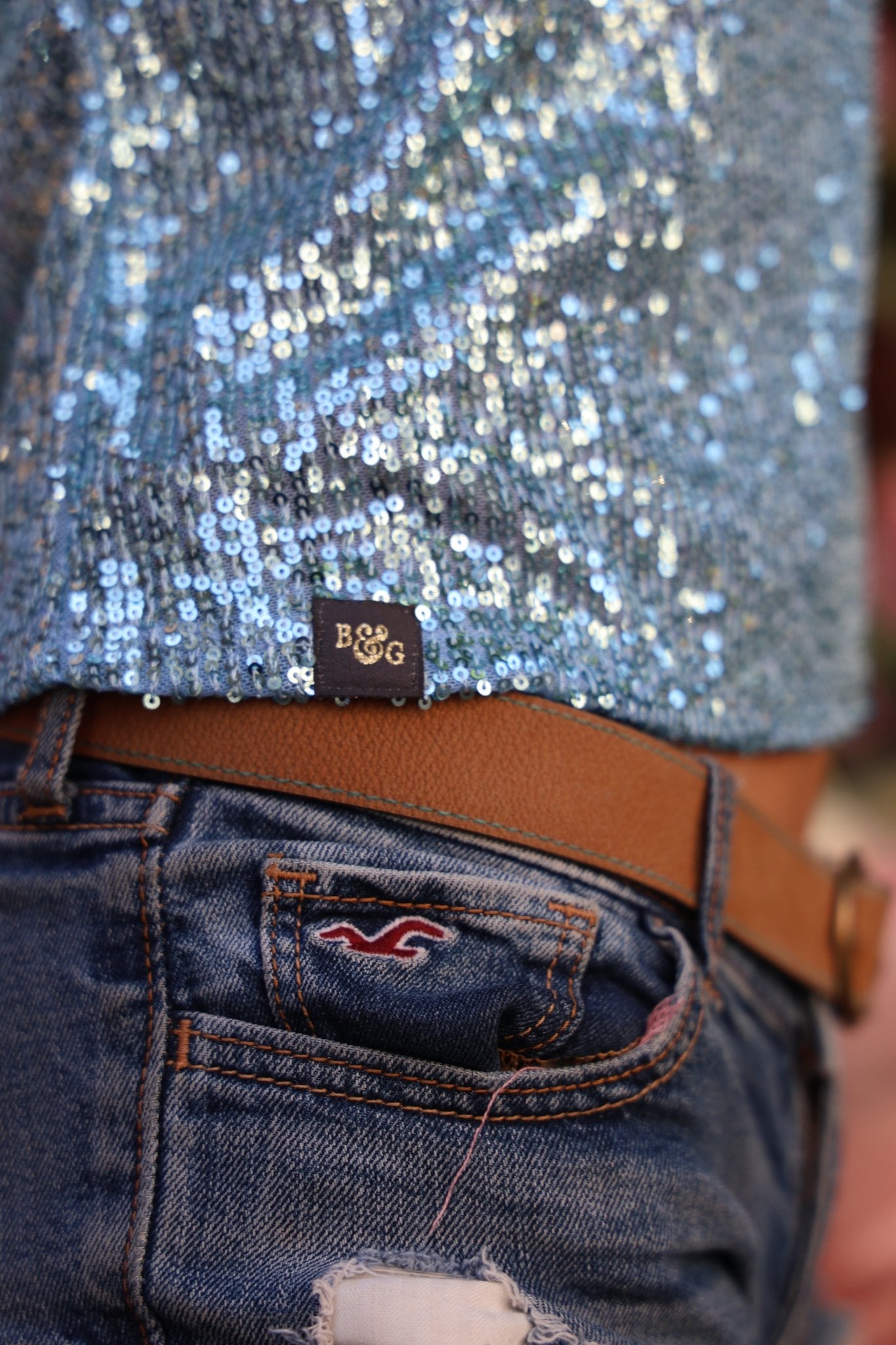 Rosa Sequin Vest Top - Pale Blue - Babble & Goose