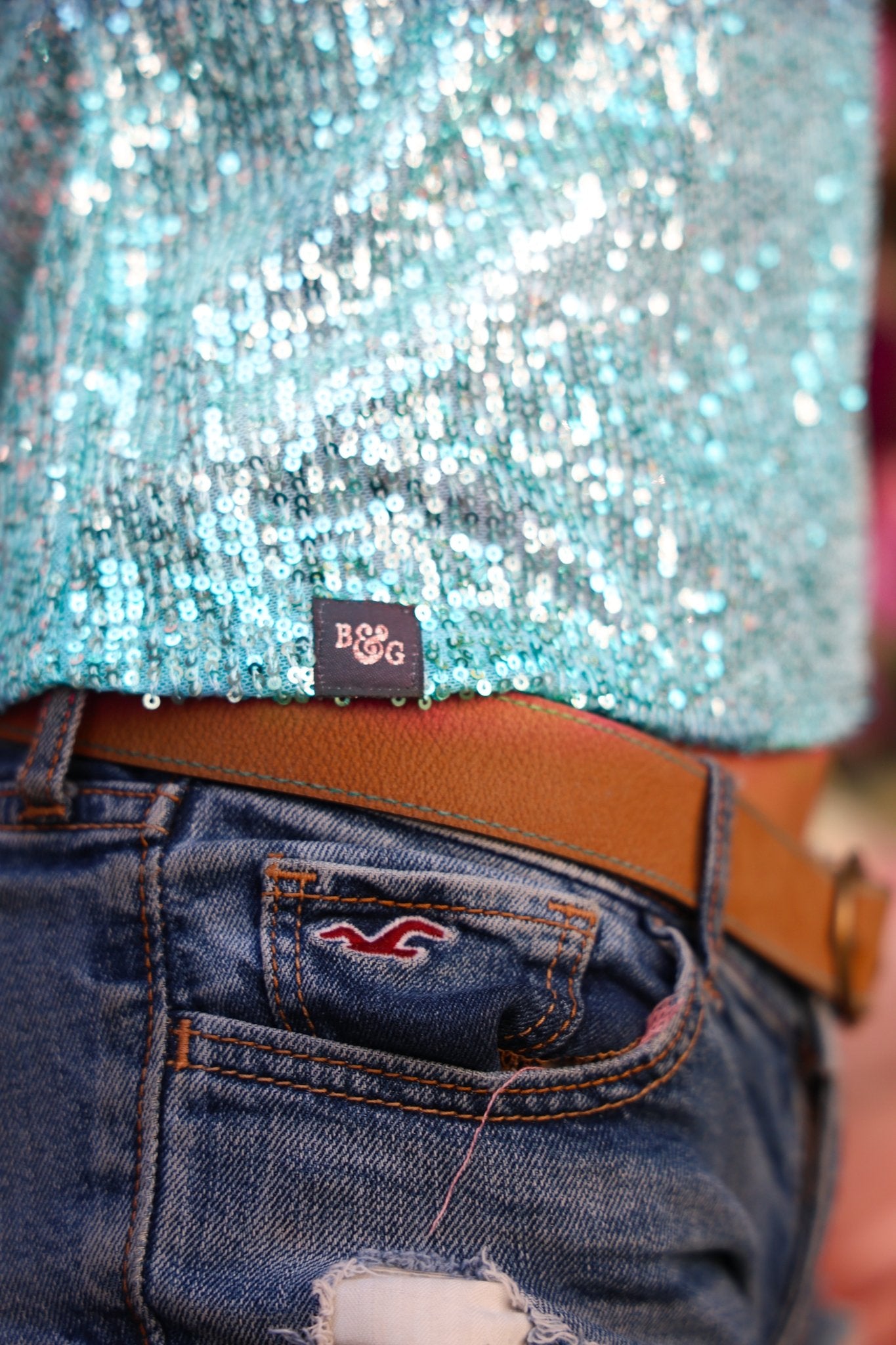 Rosa Sequin Vest Top - Pale Blue - Babble & Goose