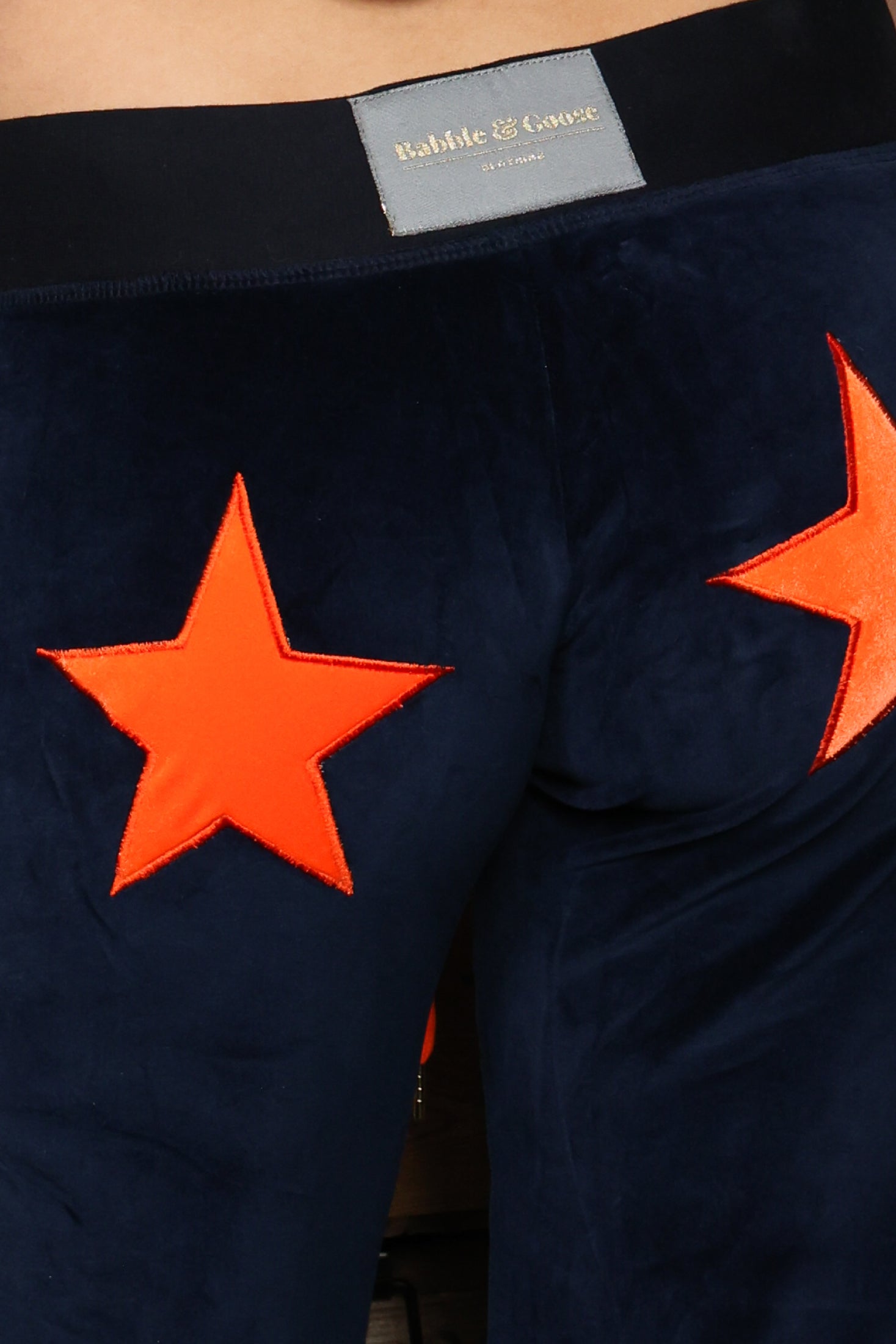 Velour Star Jogger Navy / Neon Orange