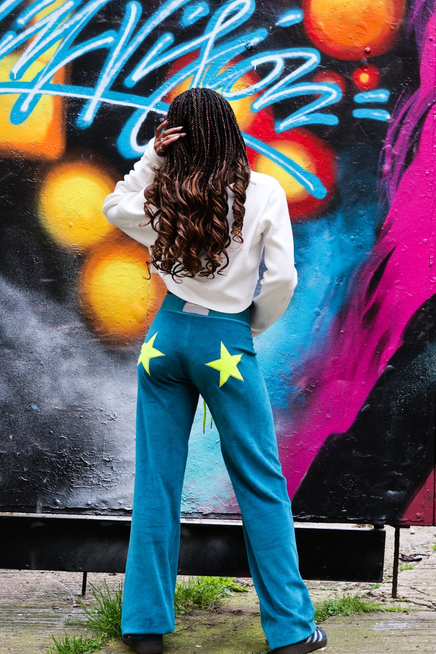 Velour Star Jogger Teal / Neon Yellow