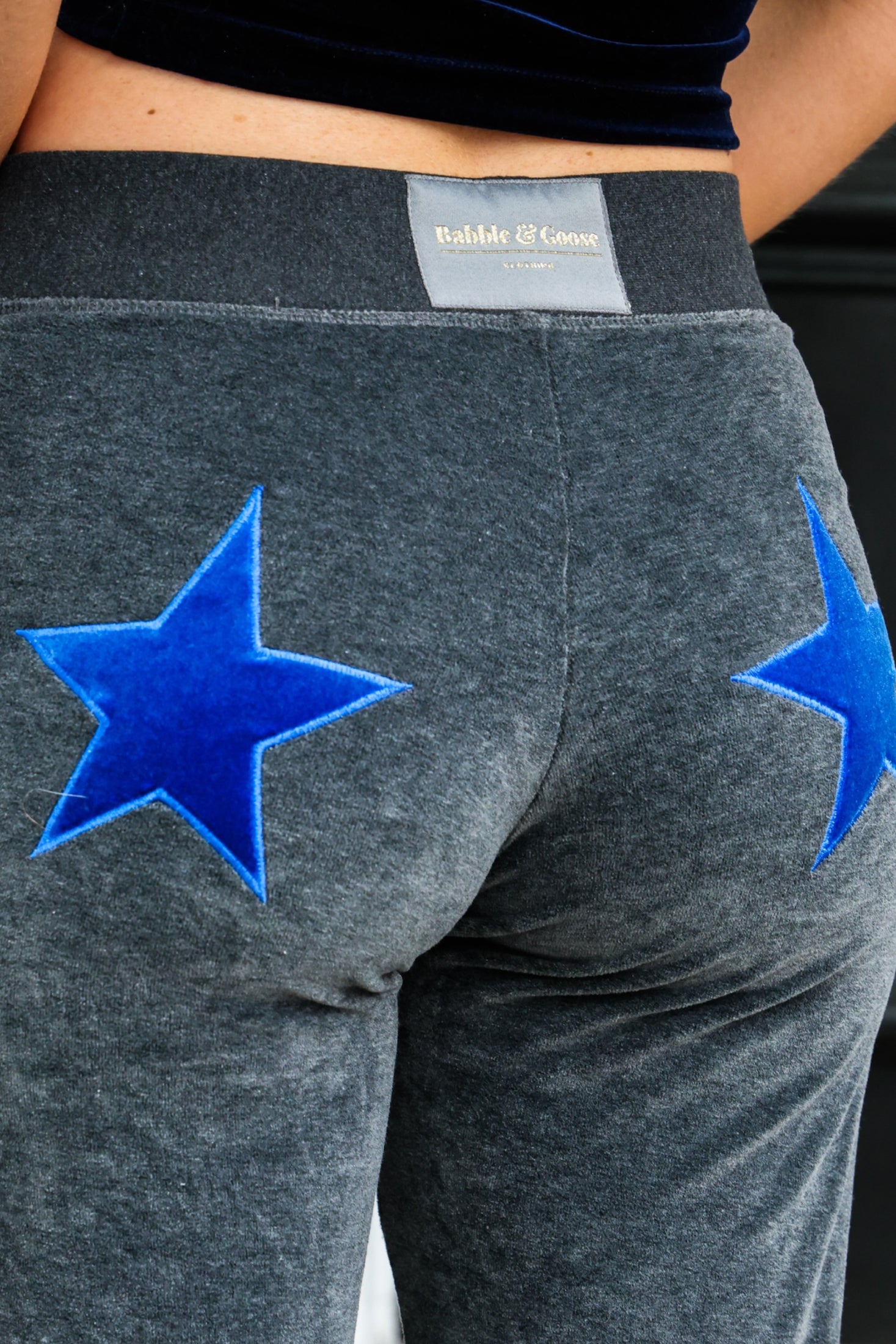 Velour Star Jogger Charcoal / Royal Blue