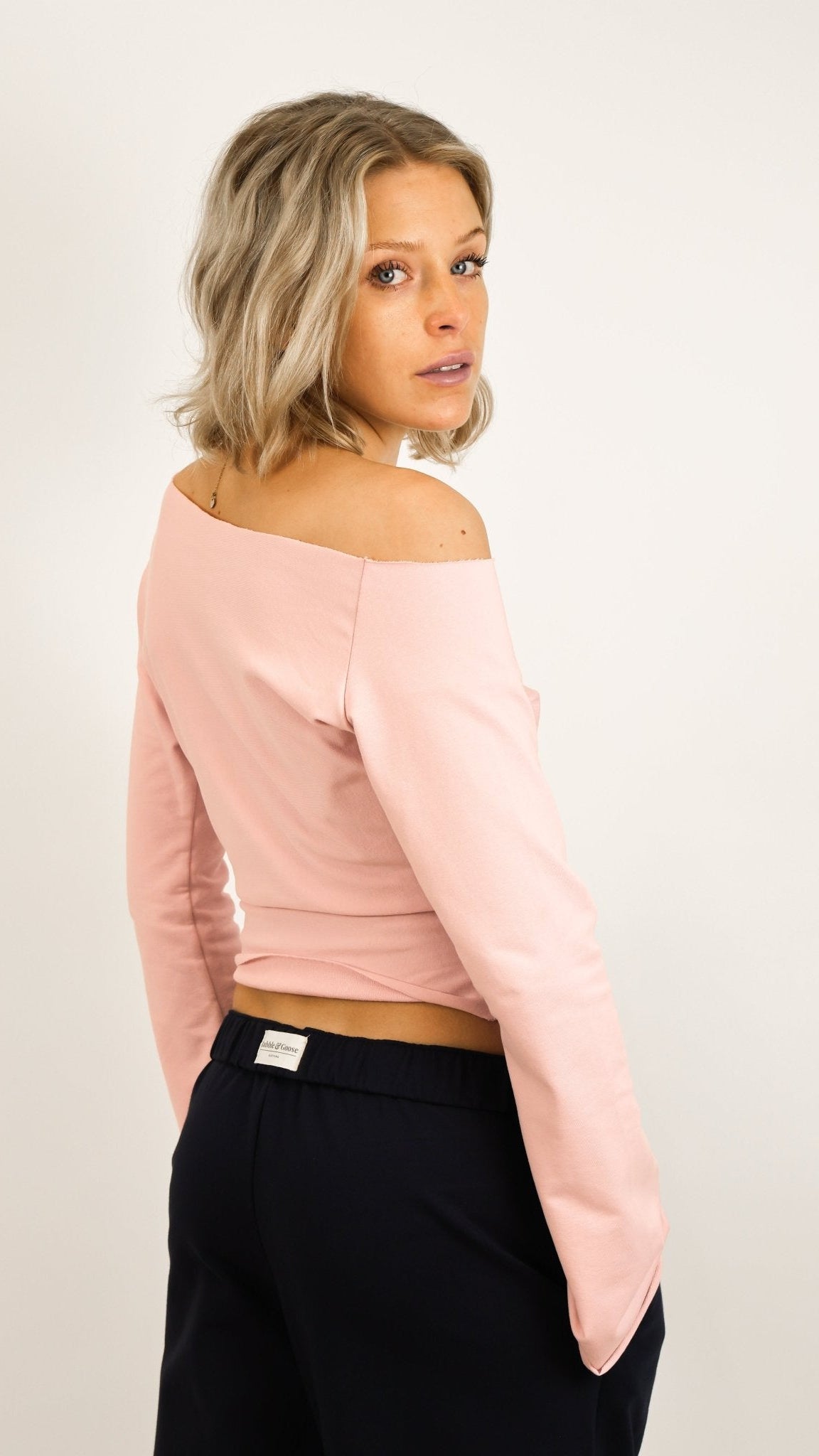 Tilly Wide Leg Joggers navy/pale pink - Babble & Goose