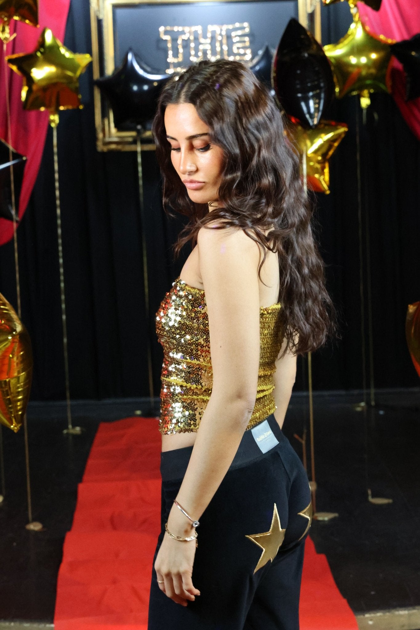 Velour Star Jogger Black / Gold - Babble & Goose