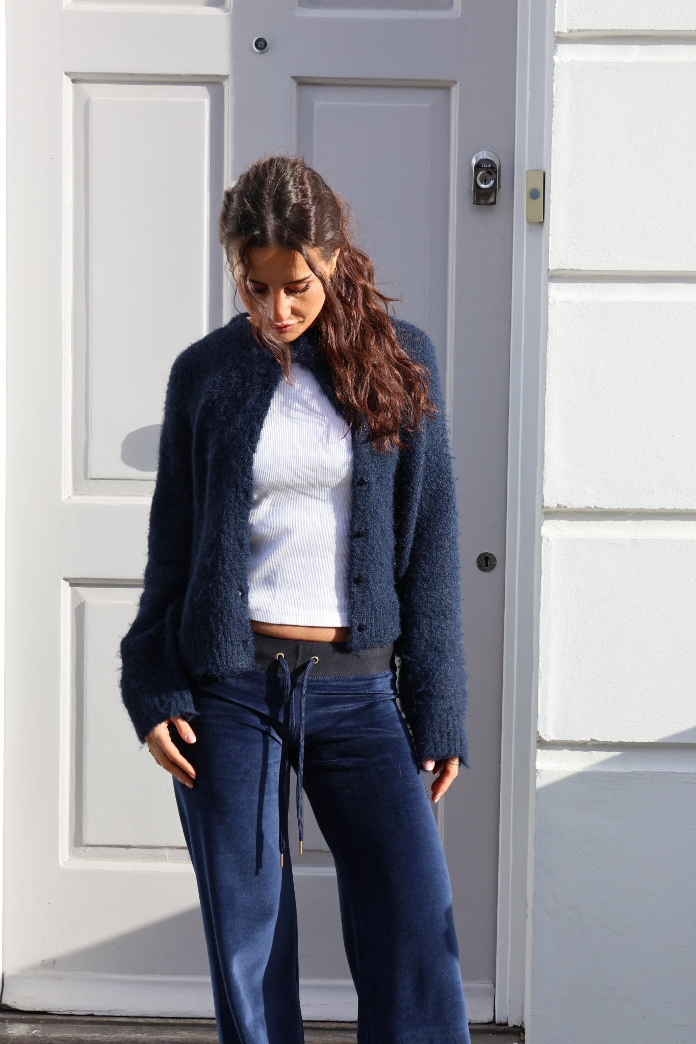 Velour Star Jogger - Navy / Cerise - Babble & Goose