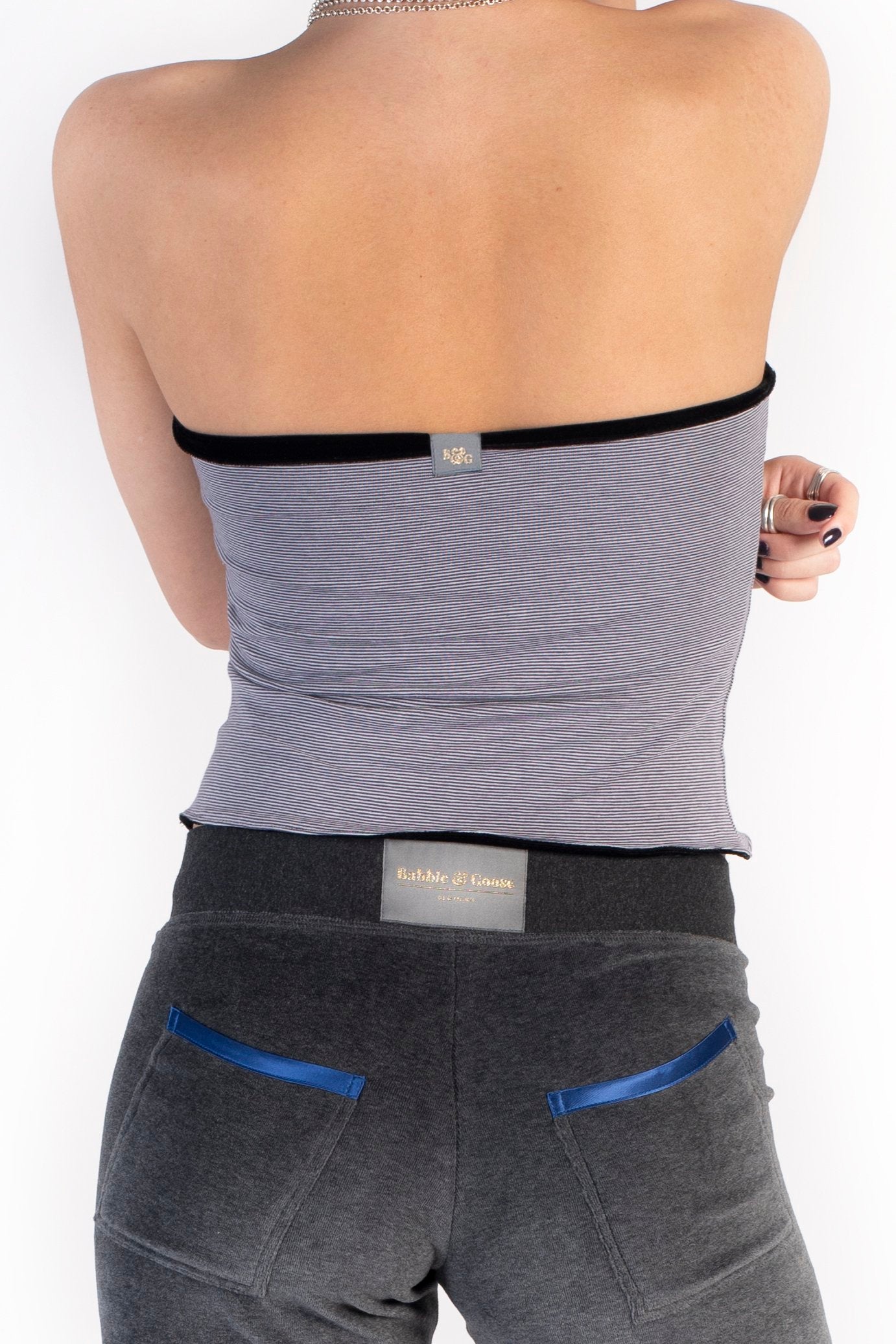 Indi Bandeau Top Black / Stripe