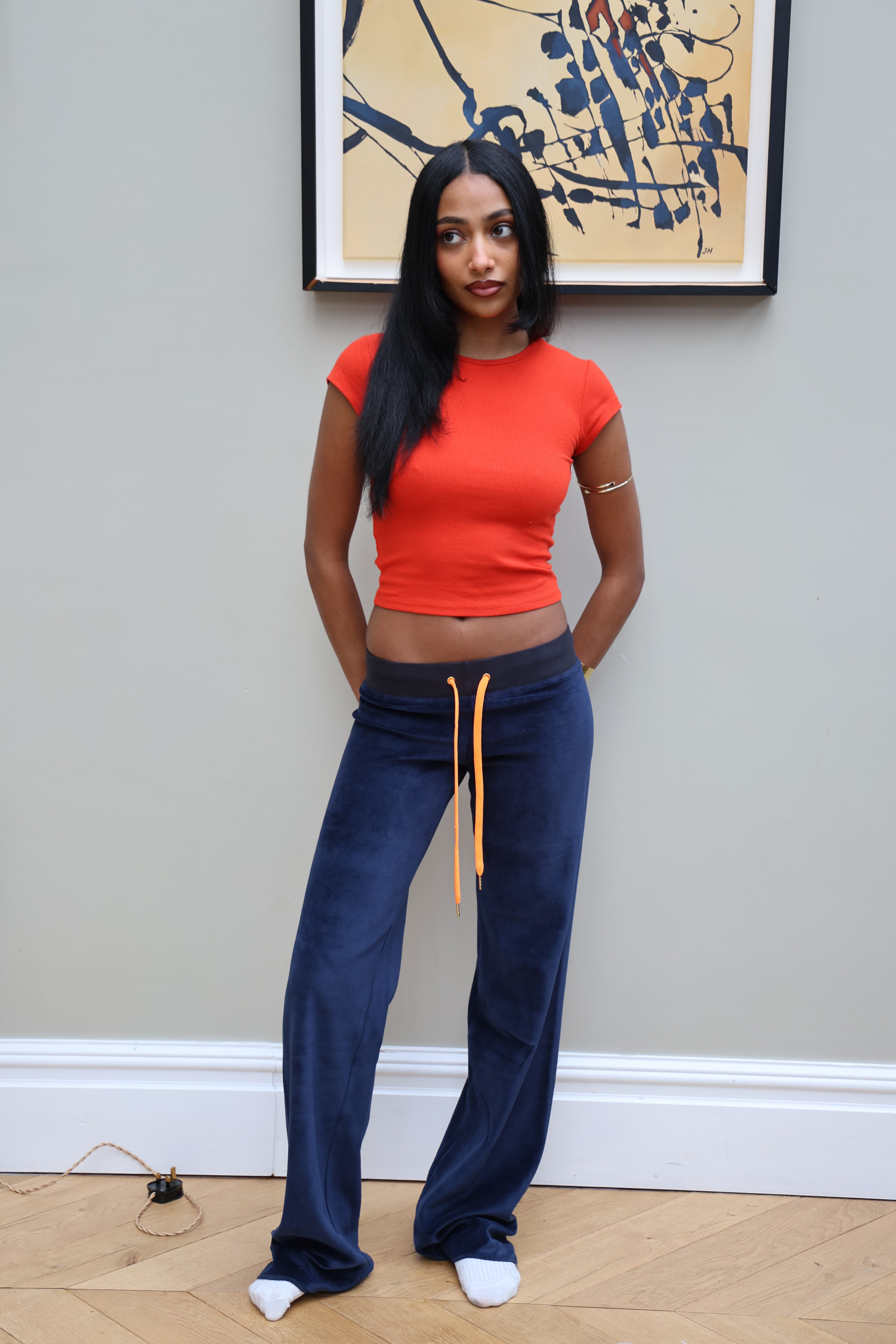 Allegra Jogger Dark Navy / Neon Orange