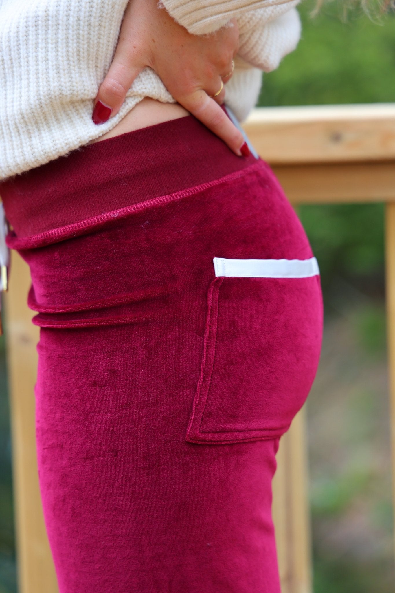 Allegra Campus Collection By Caitlin - Bordeaux/Ivory Jogger - Babble & Goose