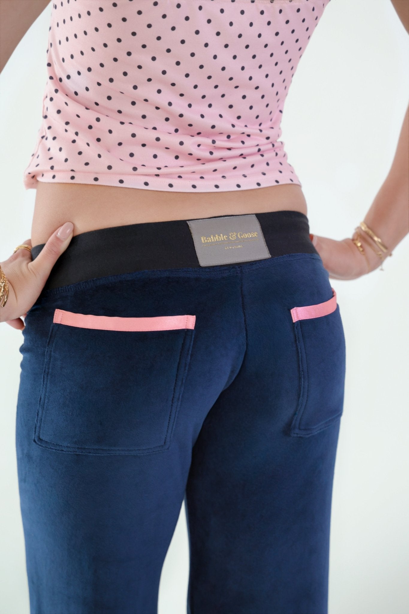 Allegra Campus Collection By Caitlin - Navy/Pale Pink Jogger - Babble & Goose