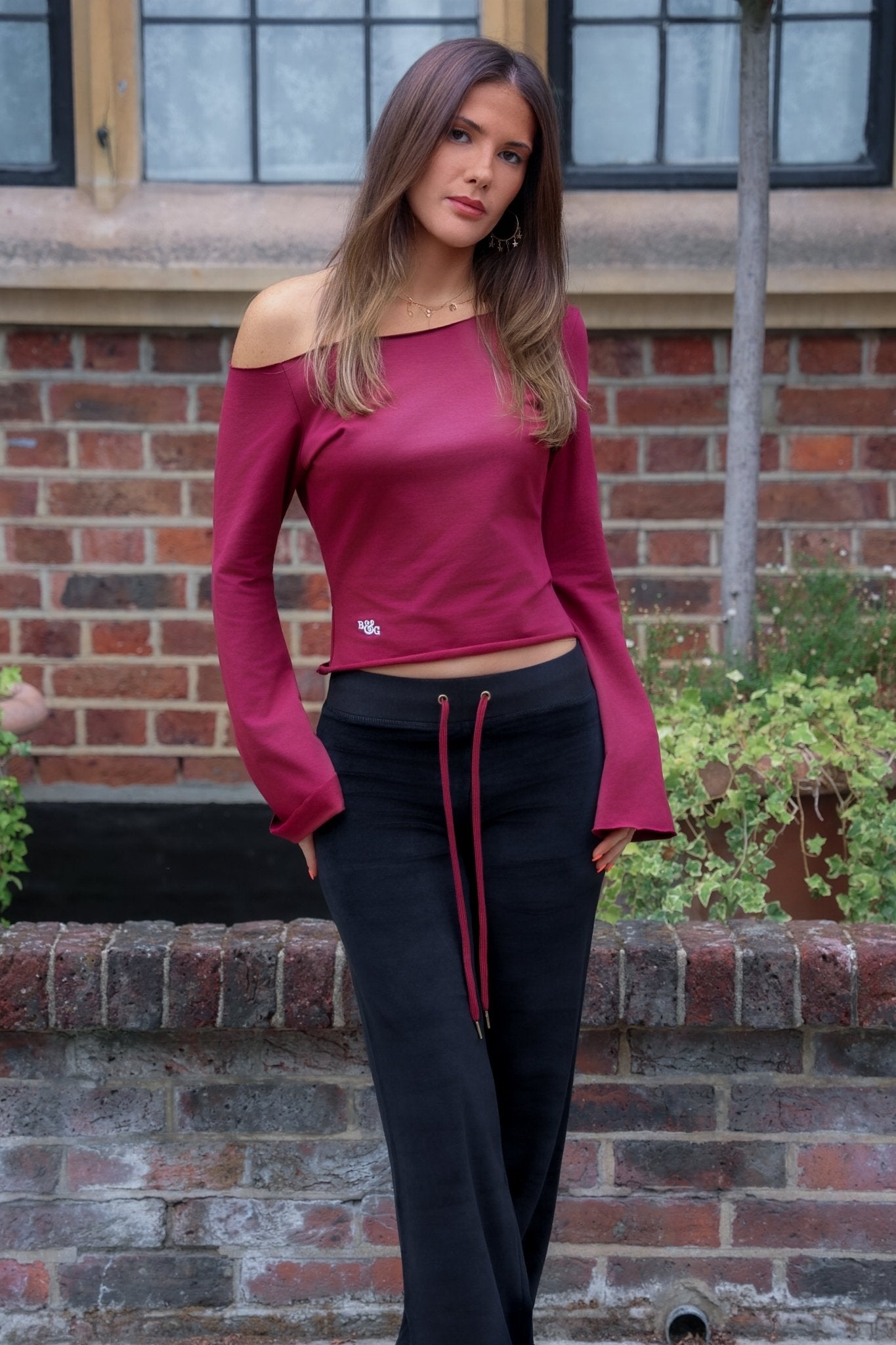 Allegra Jogger Black / Bordeaux - Babble & Goose