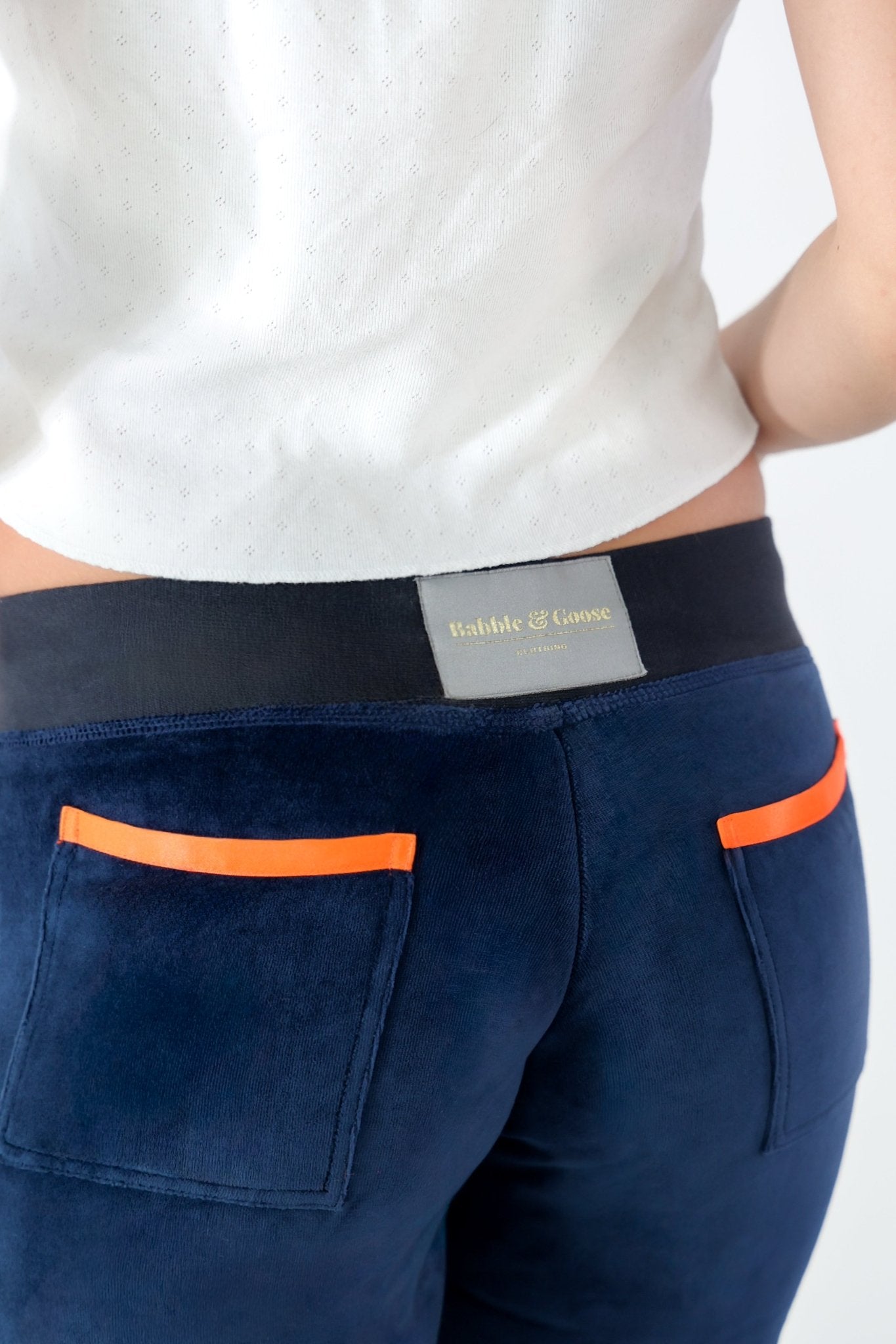 Allegra Jogger Dark Navy / Neon Orange - Babble & Goose