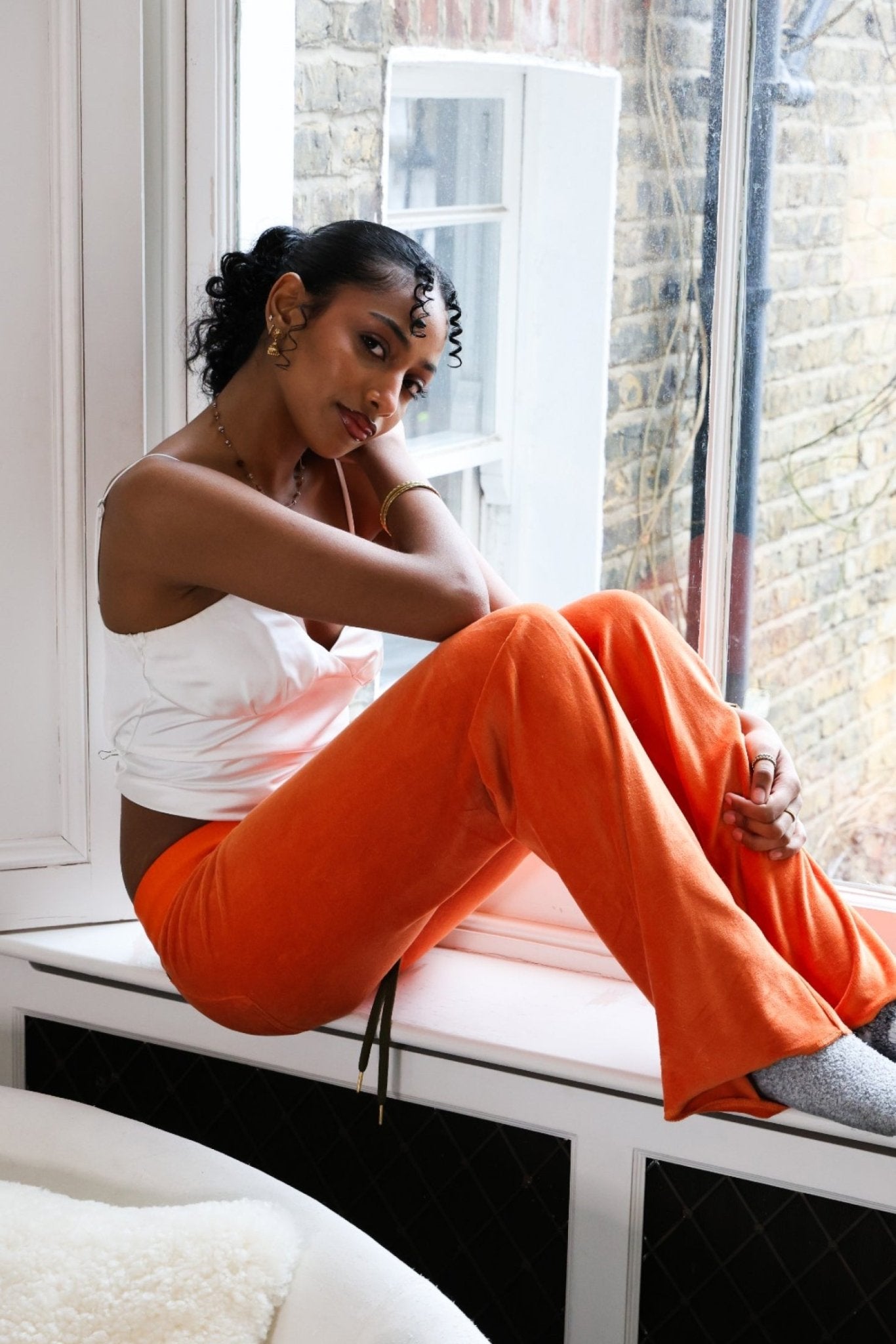 Allegra Jogger Orange / Khaki - Babble & Goose