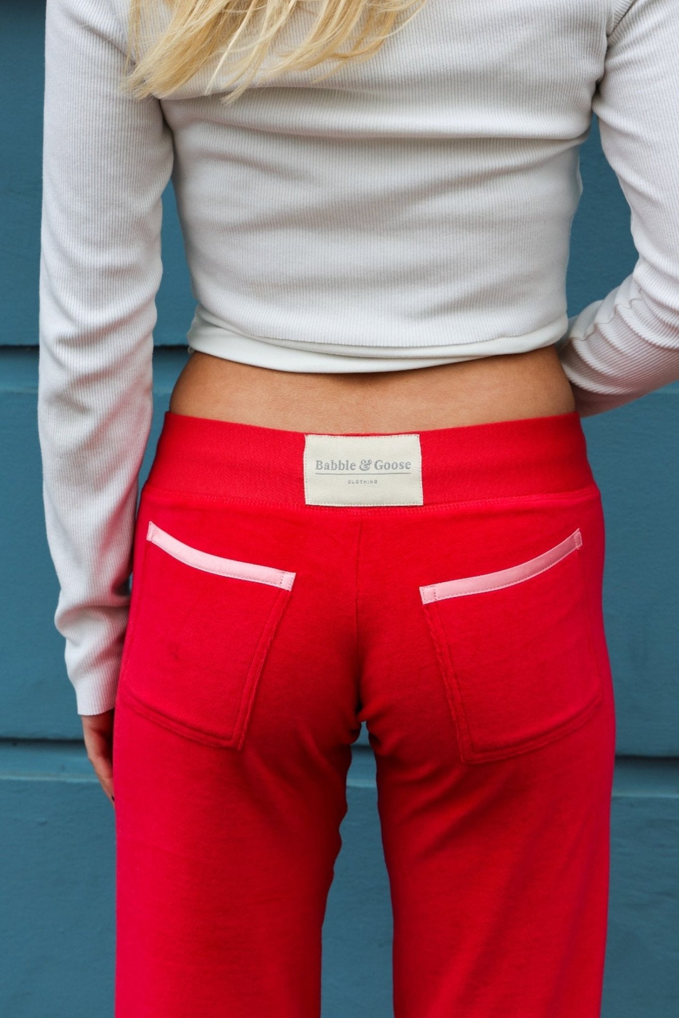 Allegra Jogger Poppy Red / Pale Pink - Babble & Goose
