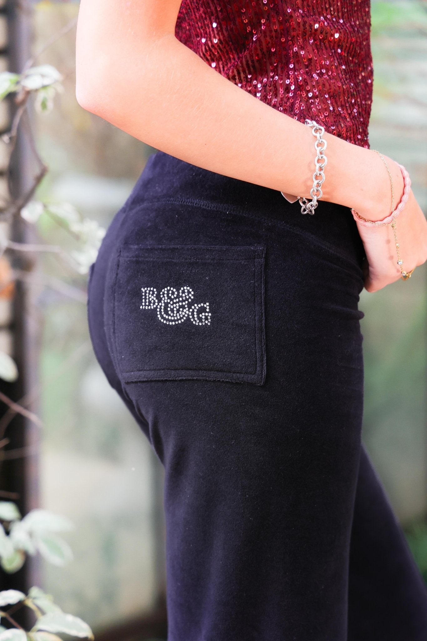Black B&G Rhinestone Jogger - Babble & Goose