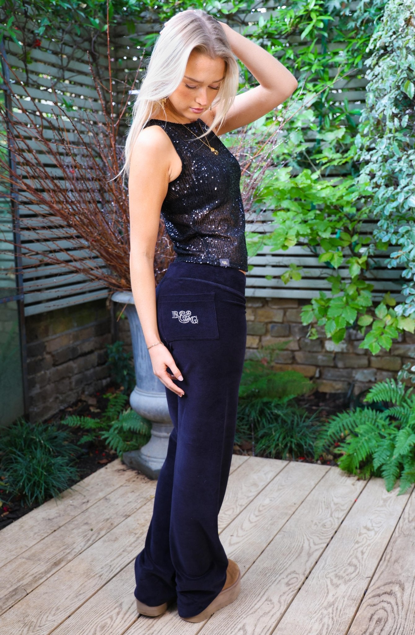 Black B&G Rhinestone Jogger - Babble & Goose