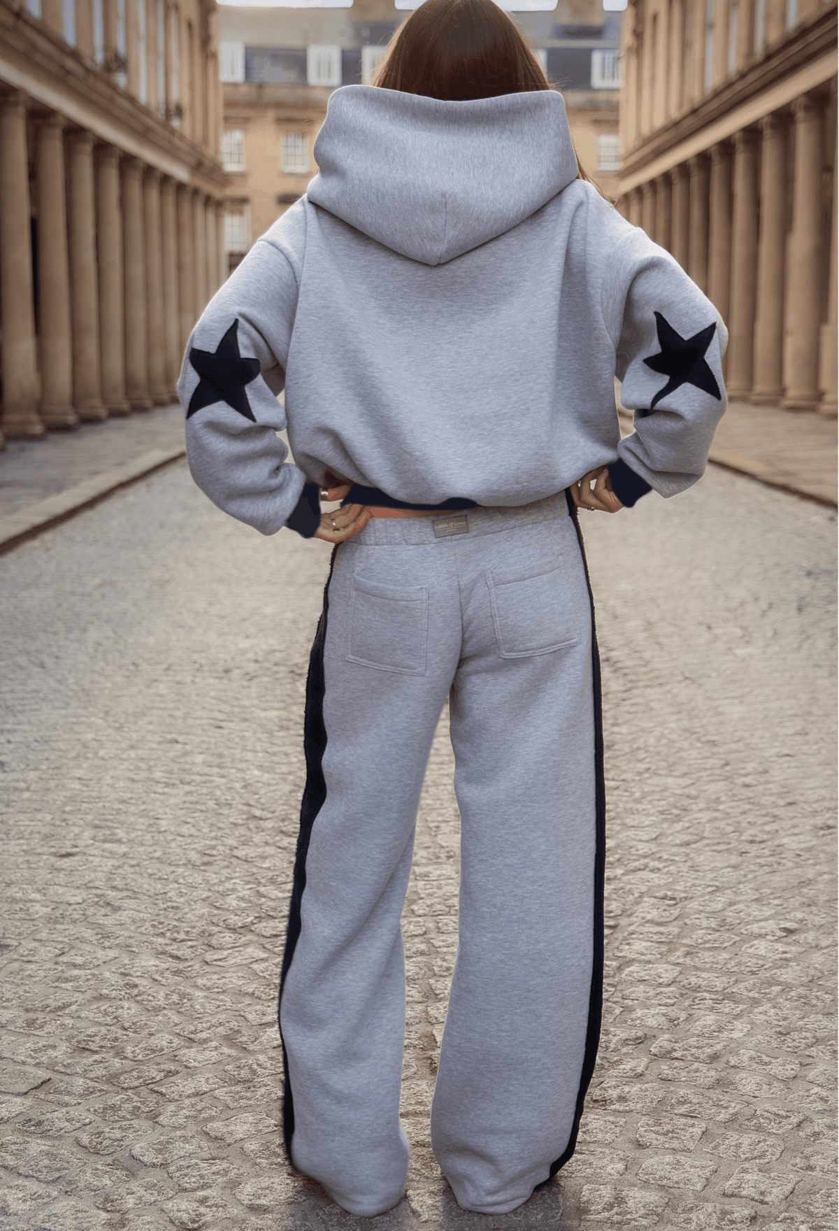 Daisy Jackson Light Grey Melange & Navy Jersey Joggers - Babble & Goose