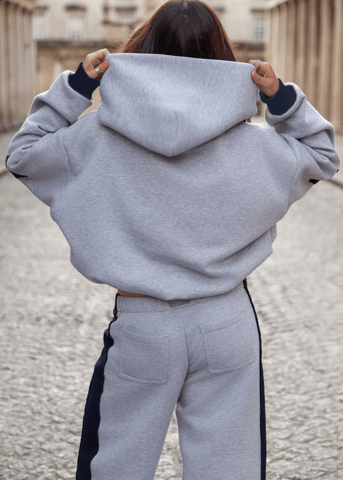 Daisy Jackson Light Grey Melange & Navy Jersey Joggers - Babble & Goose