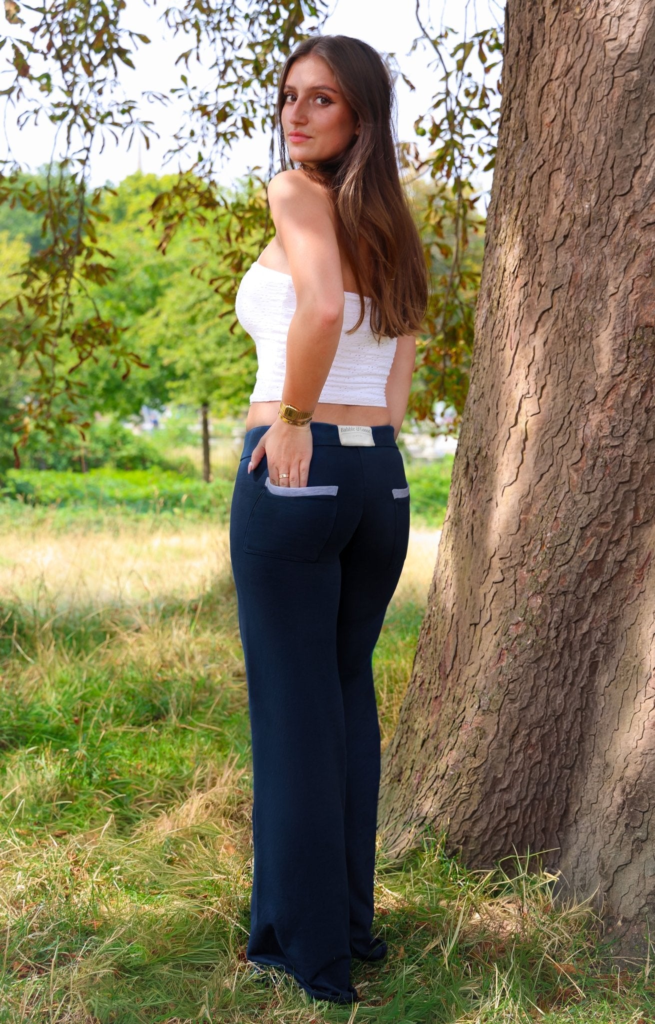 Dora Joggers, Navy/Light Grey - Babble & Goose