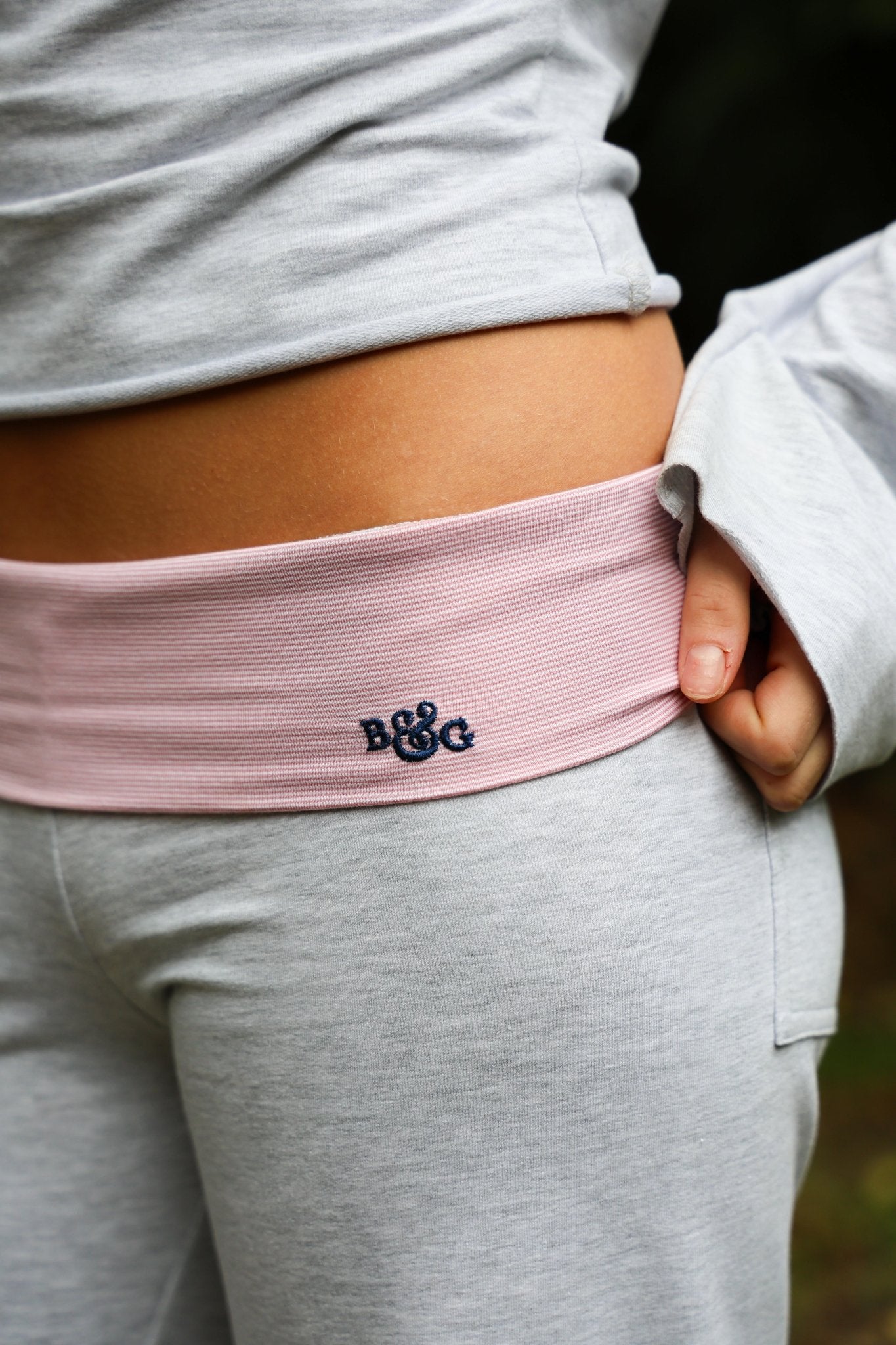 Etalie Fold - Over Joggers - Grey & Pink - Babble & Goose